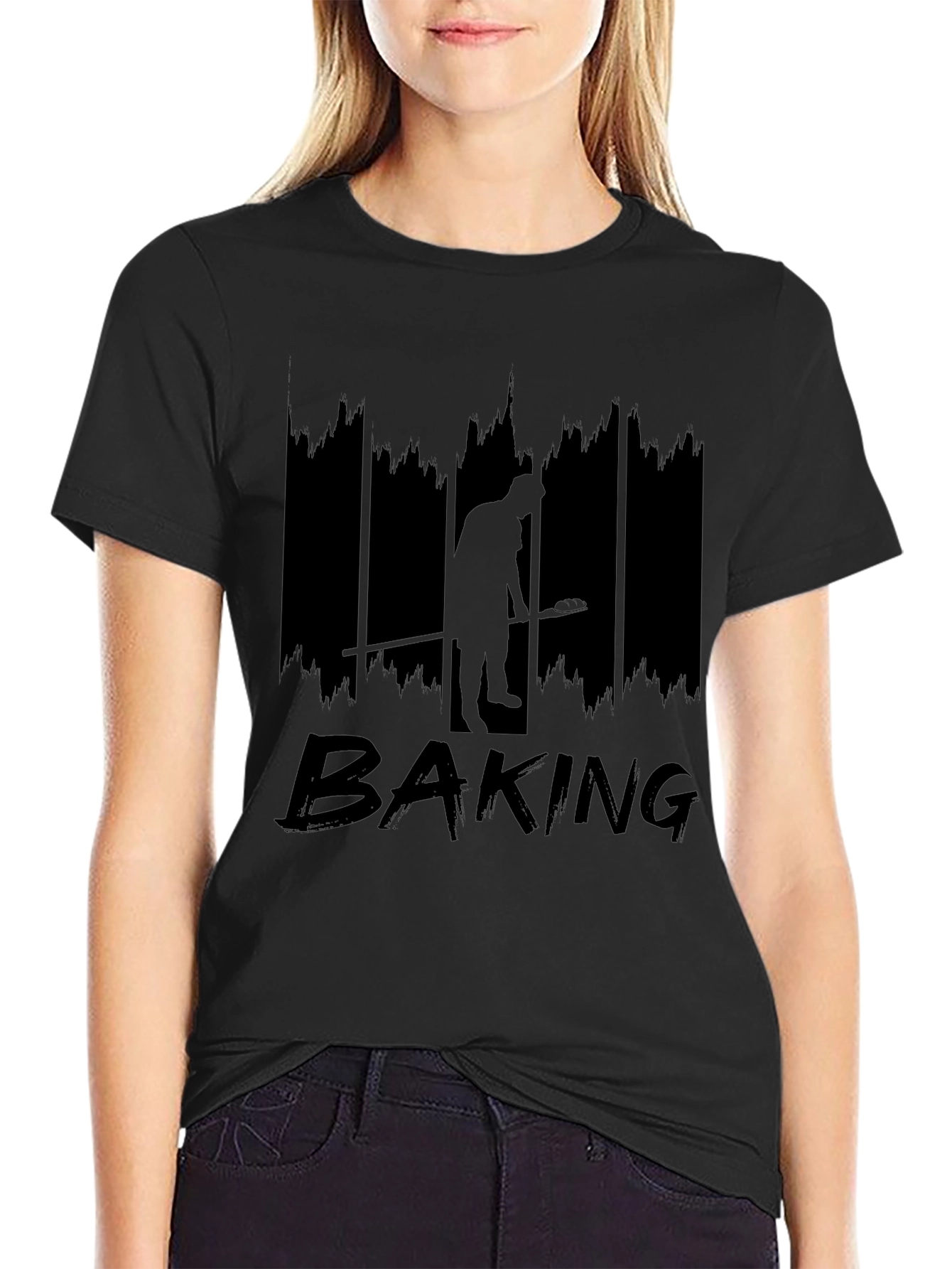 Baking Graphic Tee - Black Crew Neck T-Shirt