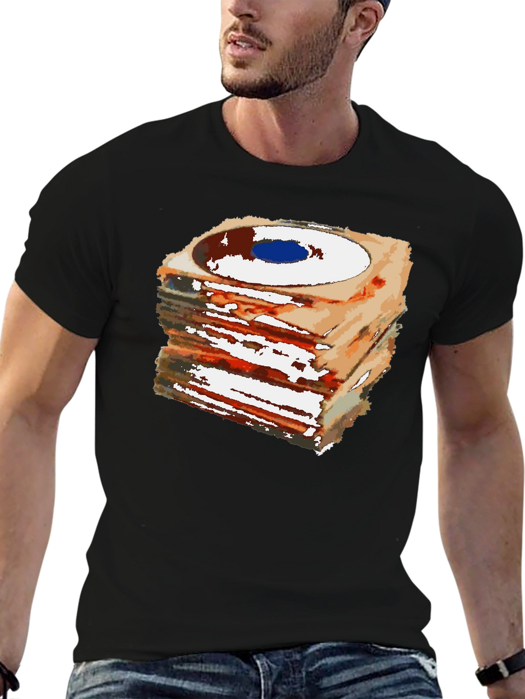 Stacked Records Graphic Tee - Black