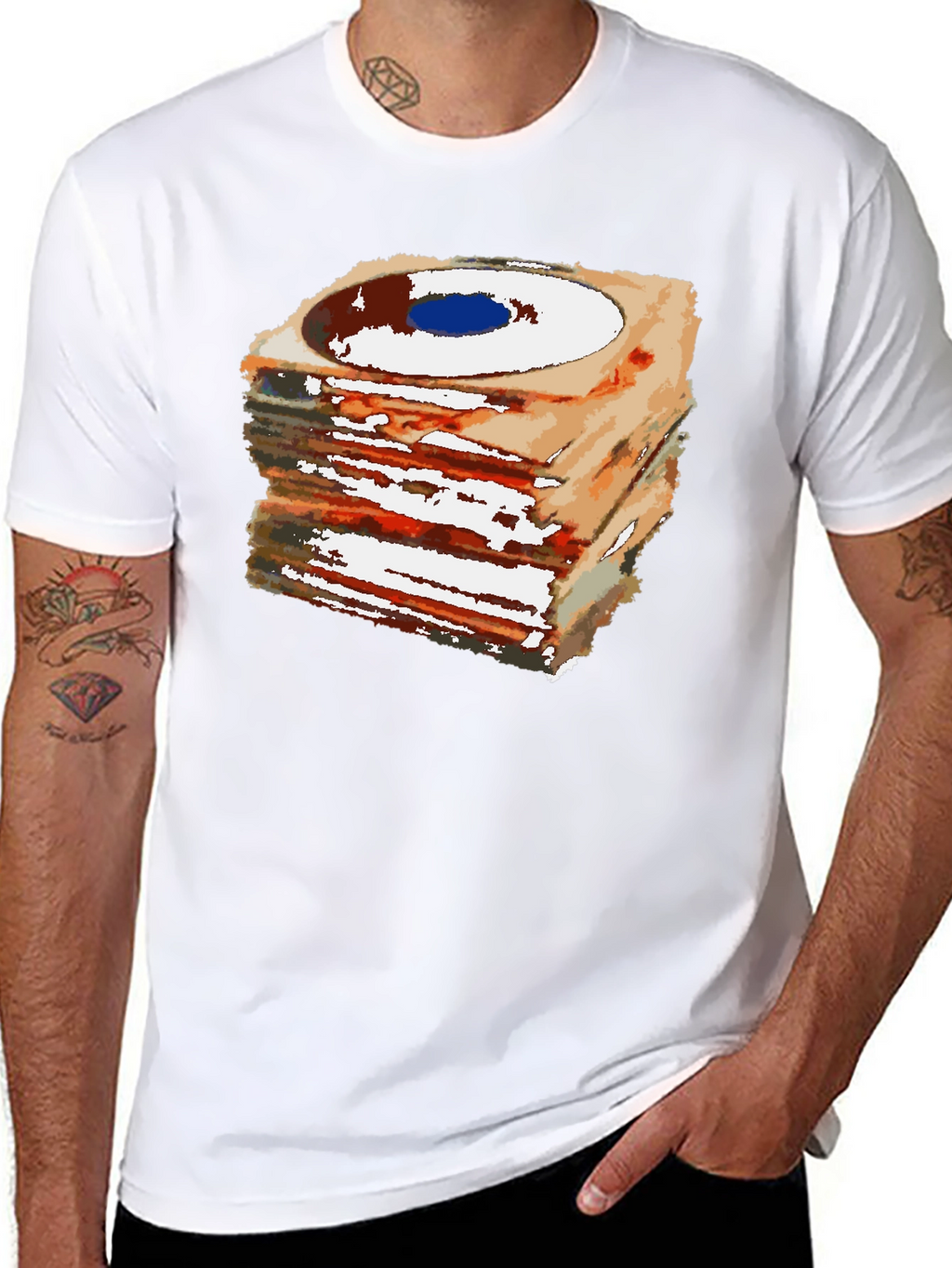 Stacked Records Graphic Tee - Black