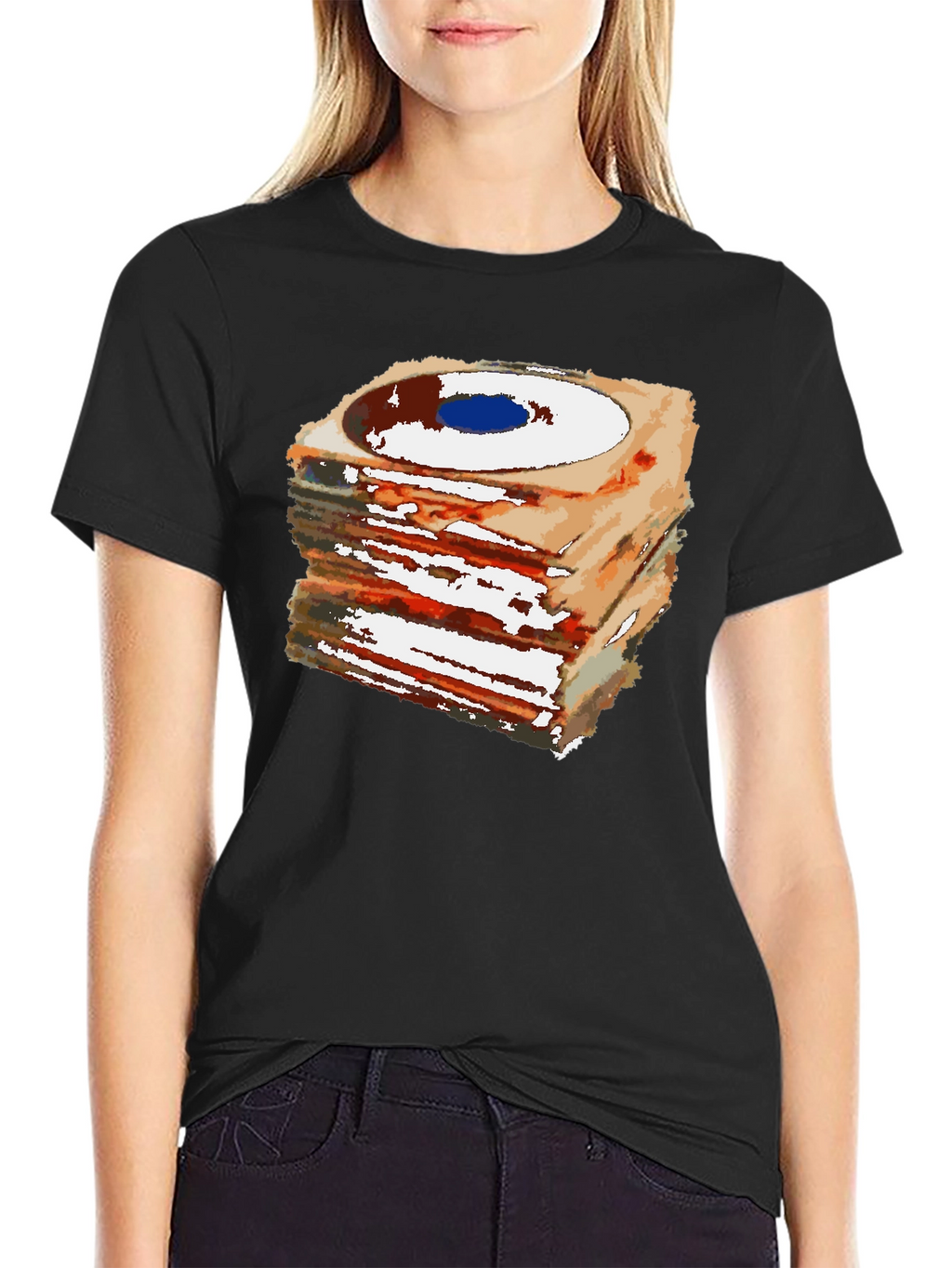 Stacked Records Graphic Tee - Black