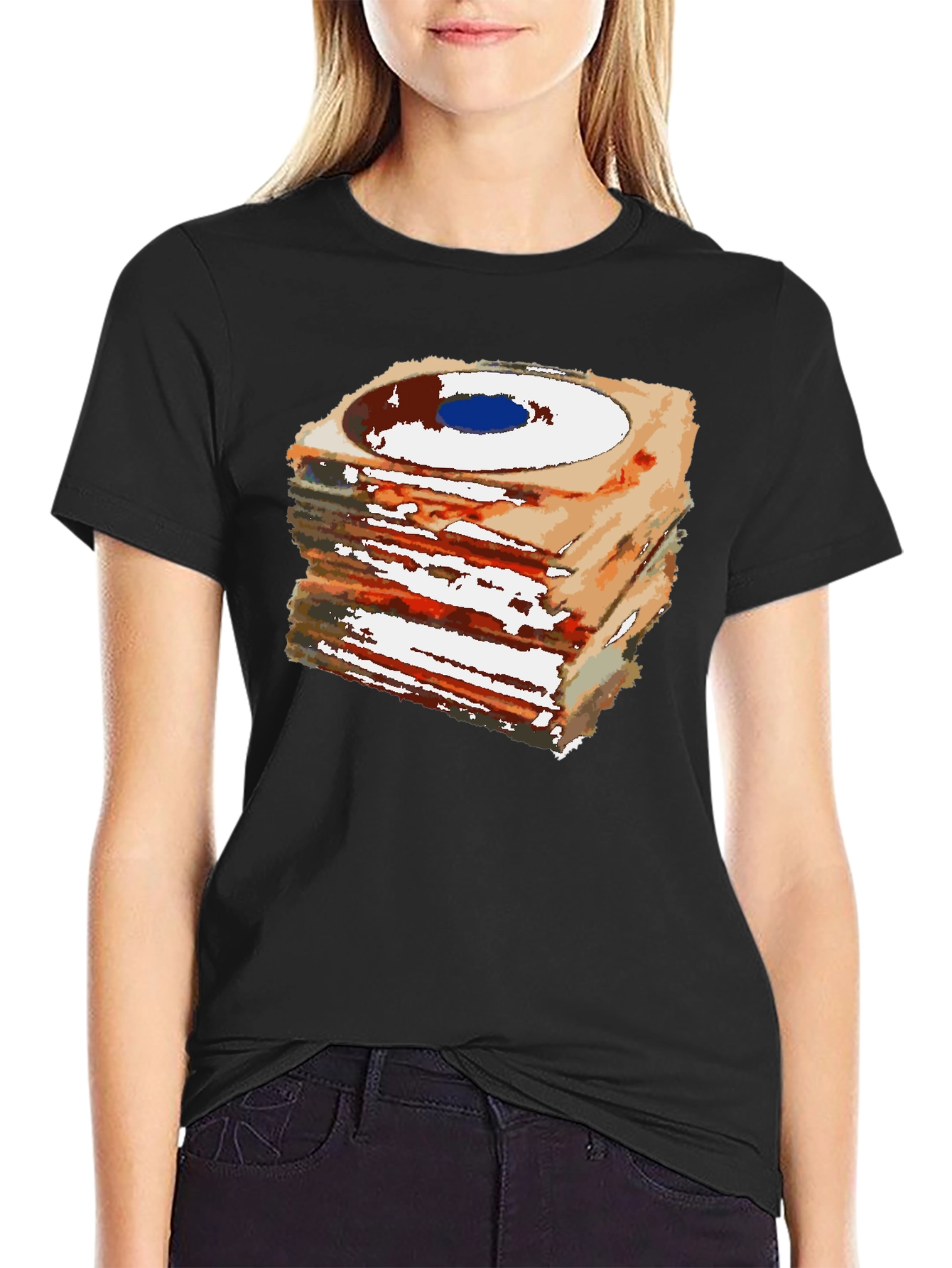 Stacked Records Graphic Tee - Black