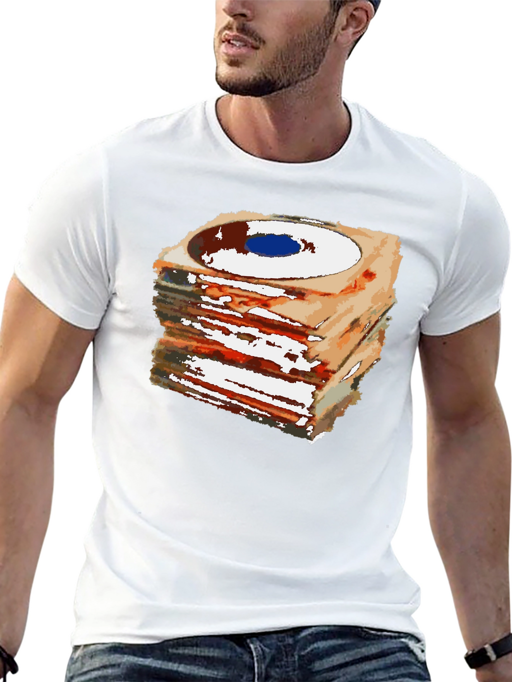 Stacked Records Graphic Tee - Black