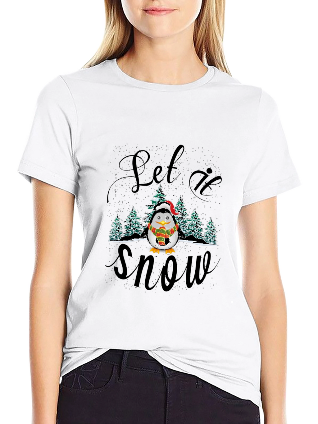 Festive Penguin Let it Snow Holiday T-Shirt