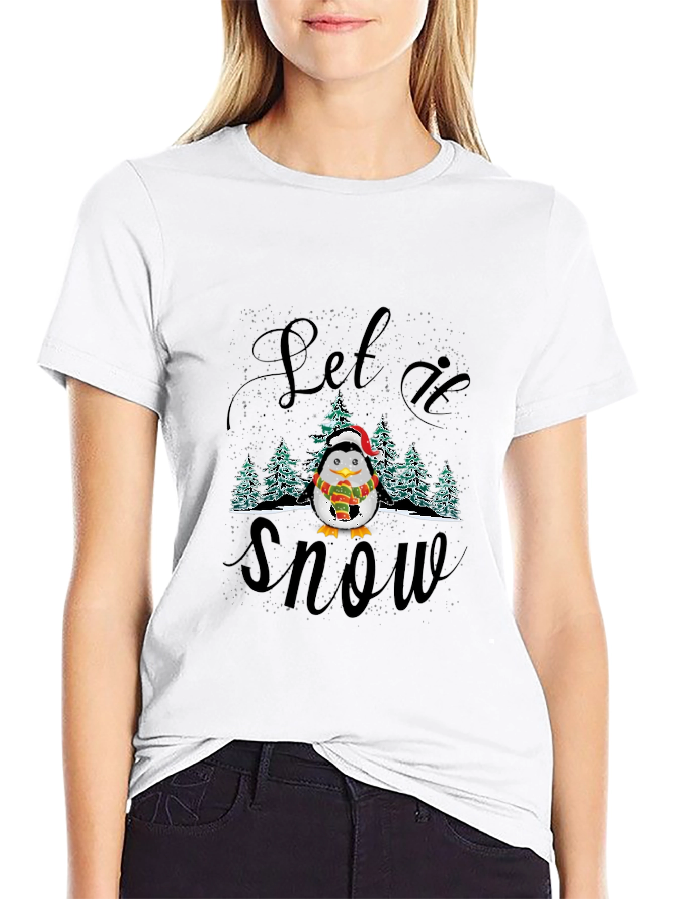 Festive Penguin Let it Snow Holiday T-Shirt
