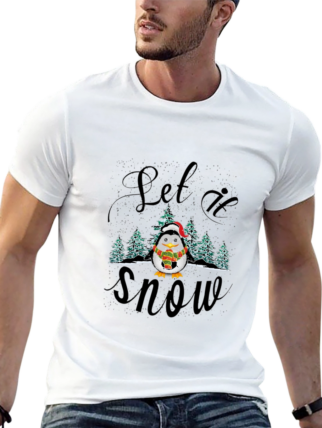 Festive Penguin Let it Snow Holiday T-Shirt