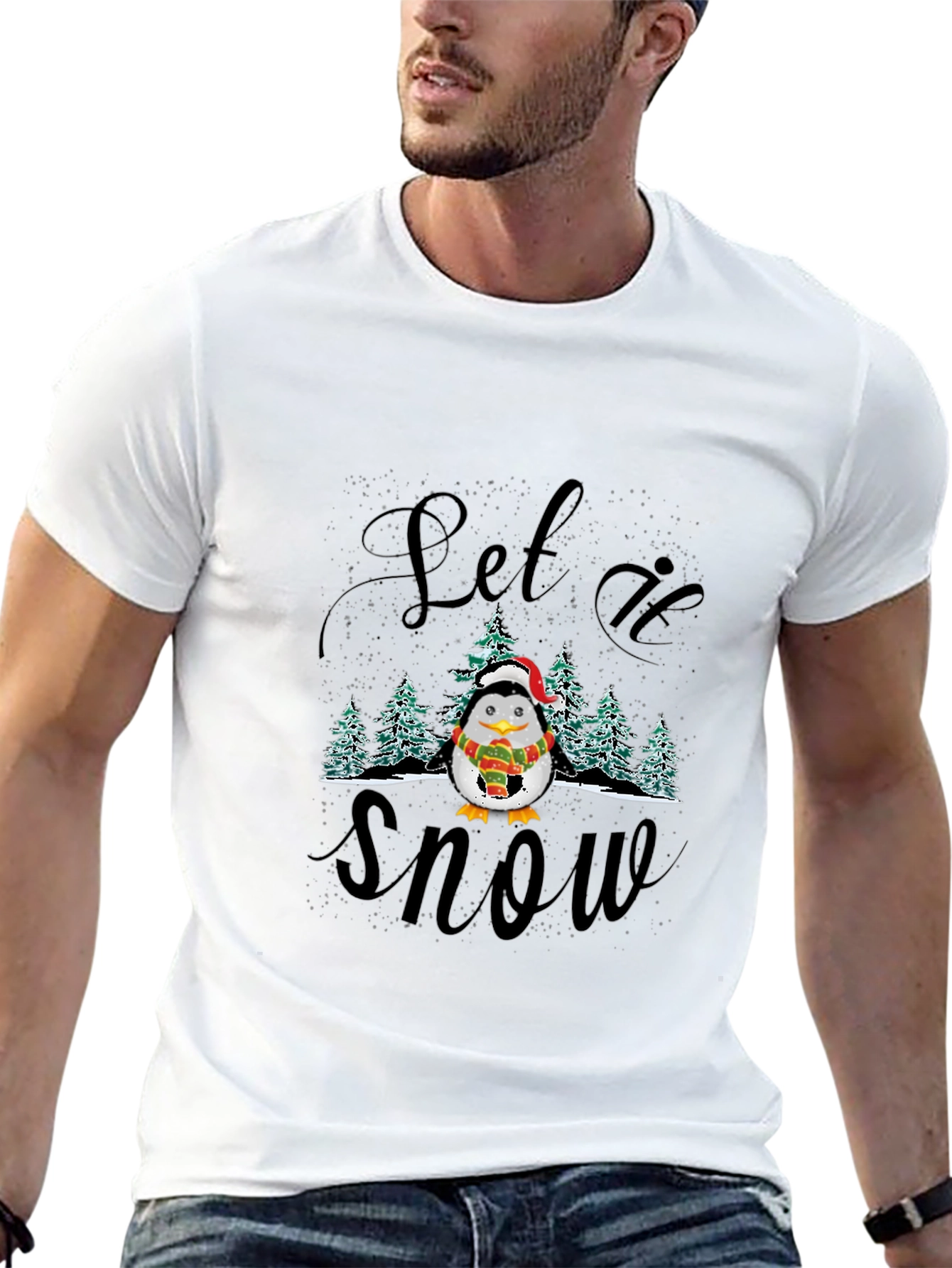 Festive Penguin Let it Snow Holiday T-Shirt
