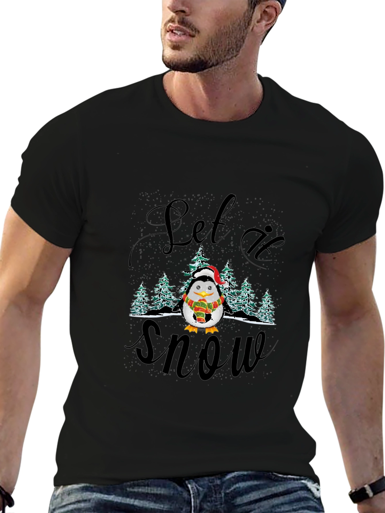 Festive Penguin Let it Snow Holiday T-Shirt