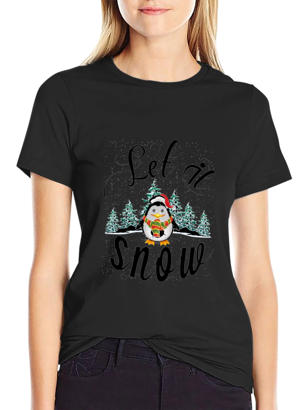 Festive Penguin Let it Snow Holiday T-Shirt