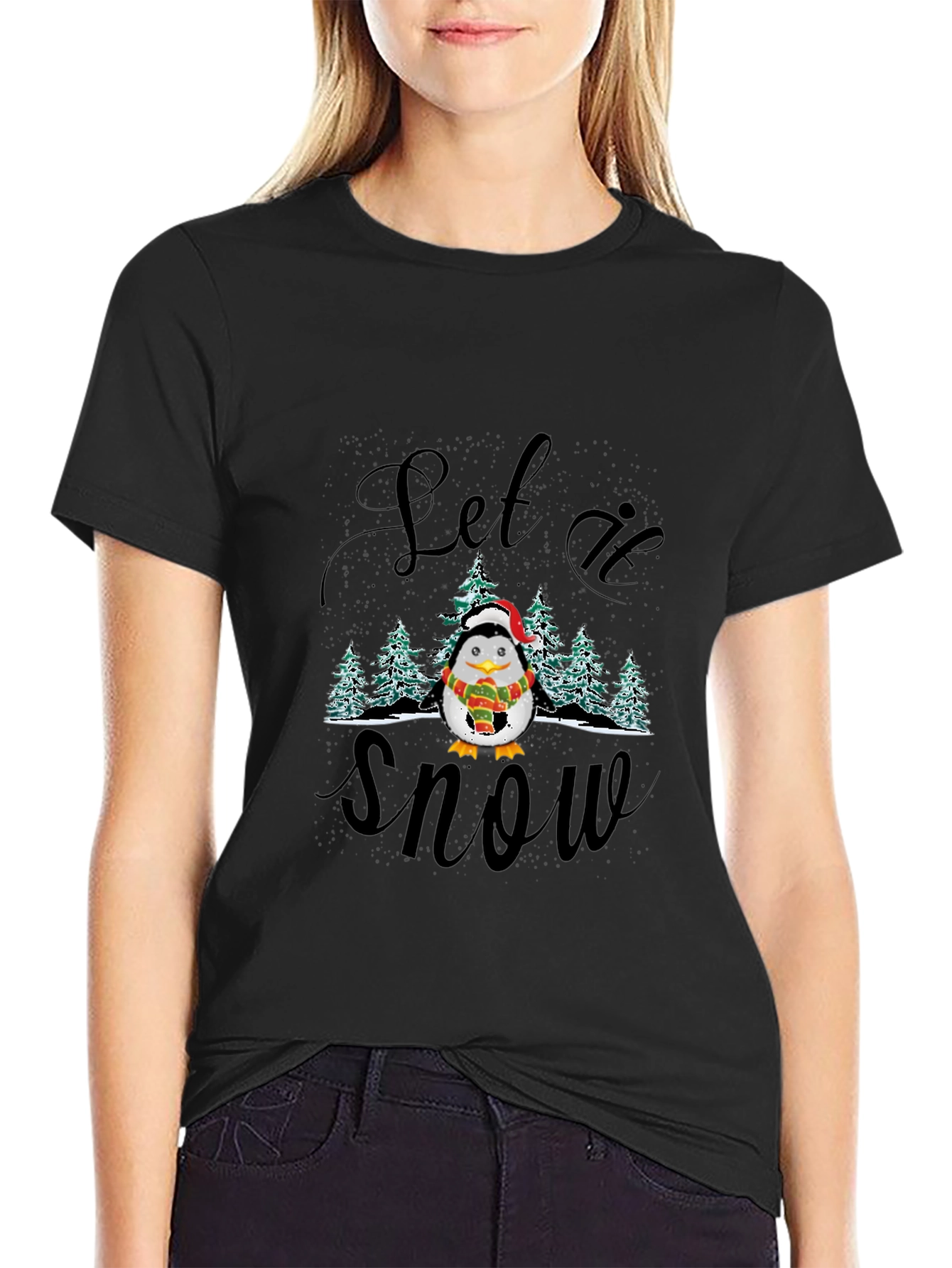 Festive Penguin Let it Snow Holiday T-Shirt