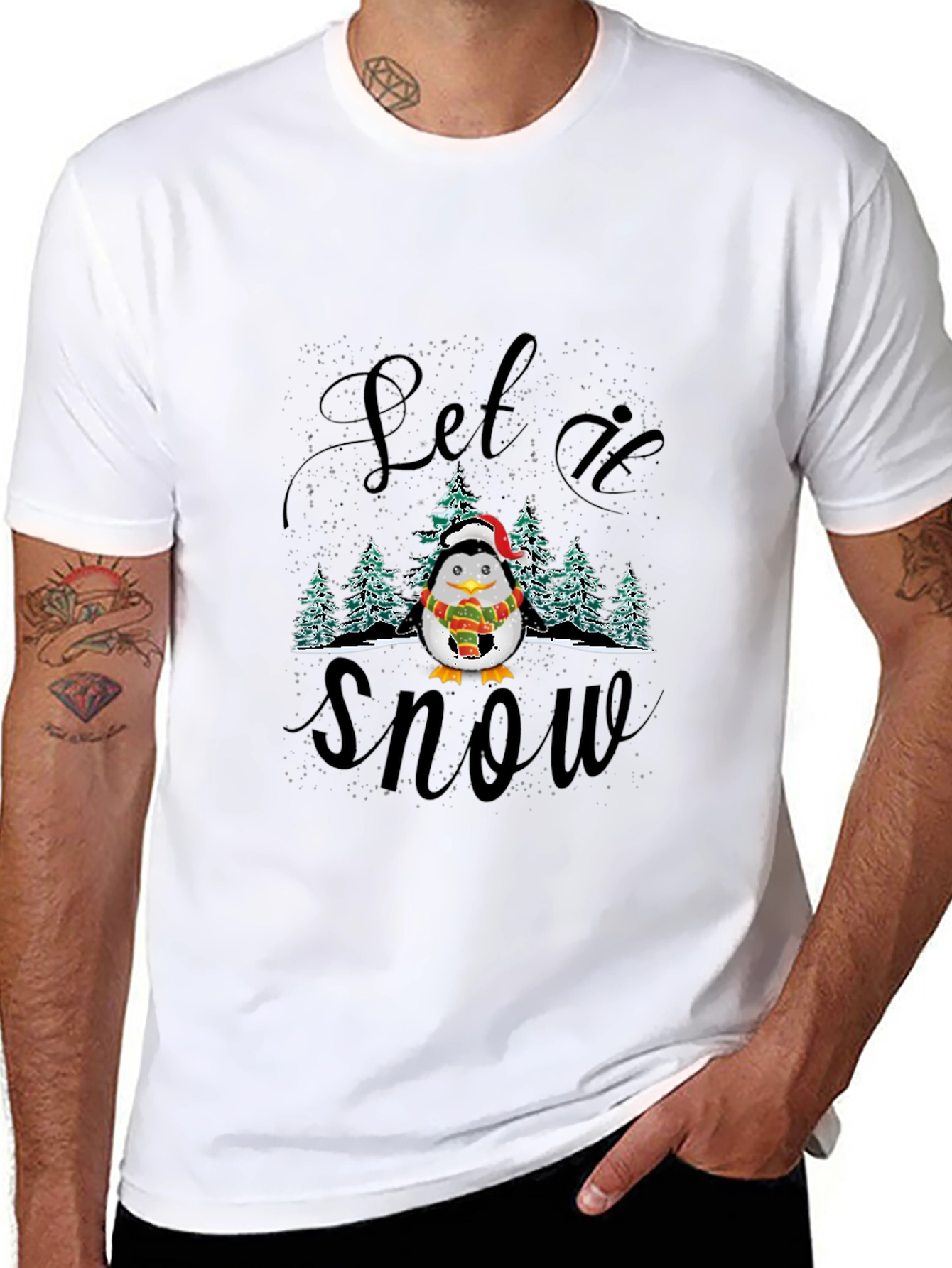 Festive Penguin Let it Snow Holiday T-Shirt
