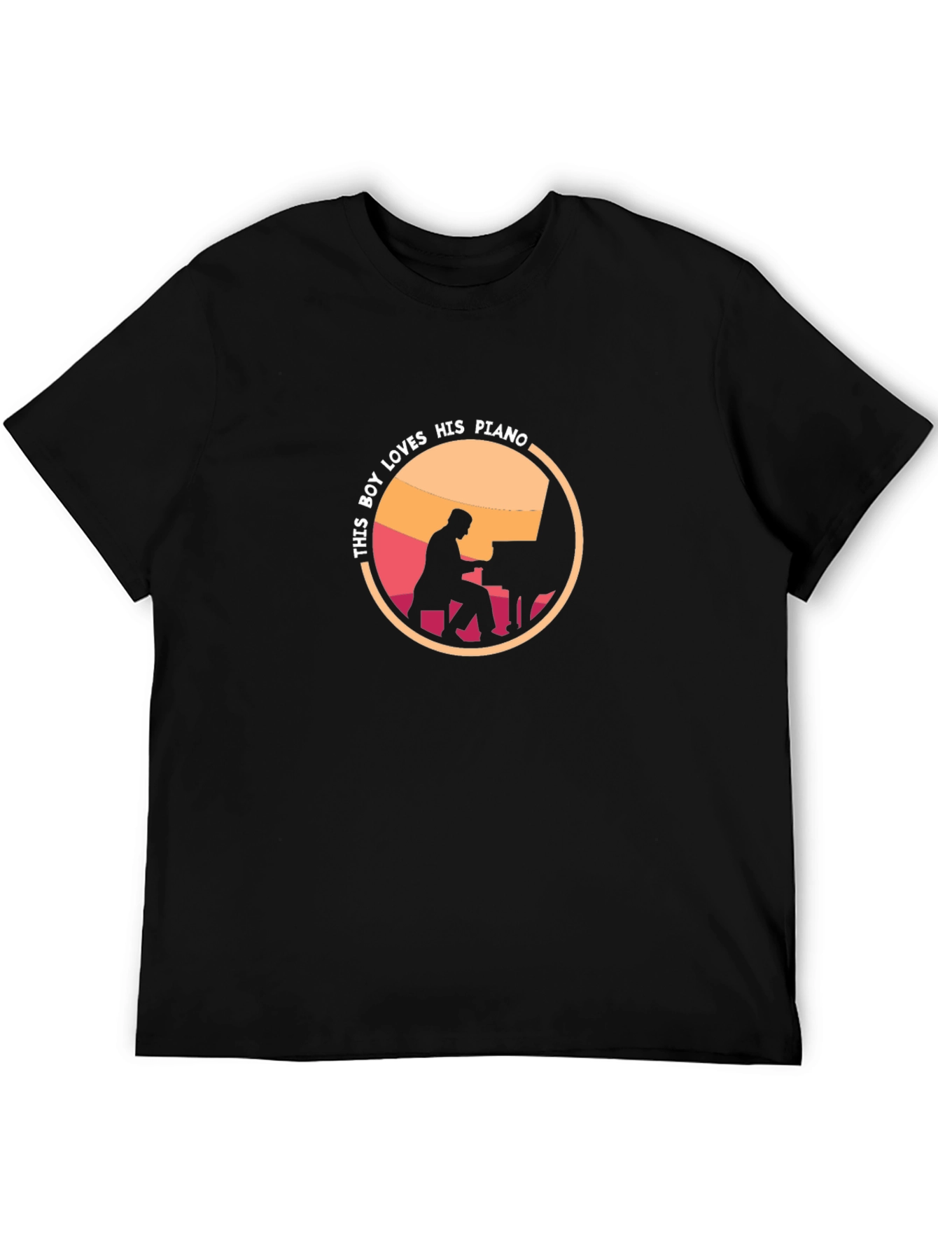 Piano Lover Tee: This Boy Loves His Piano Black T-Shirt