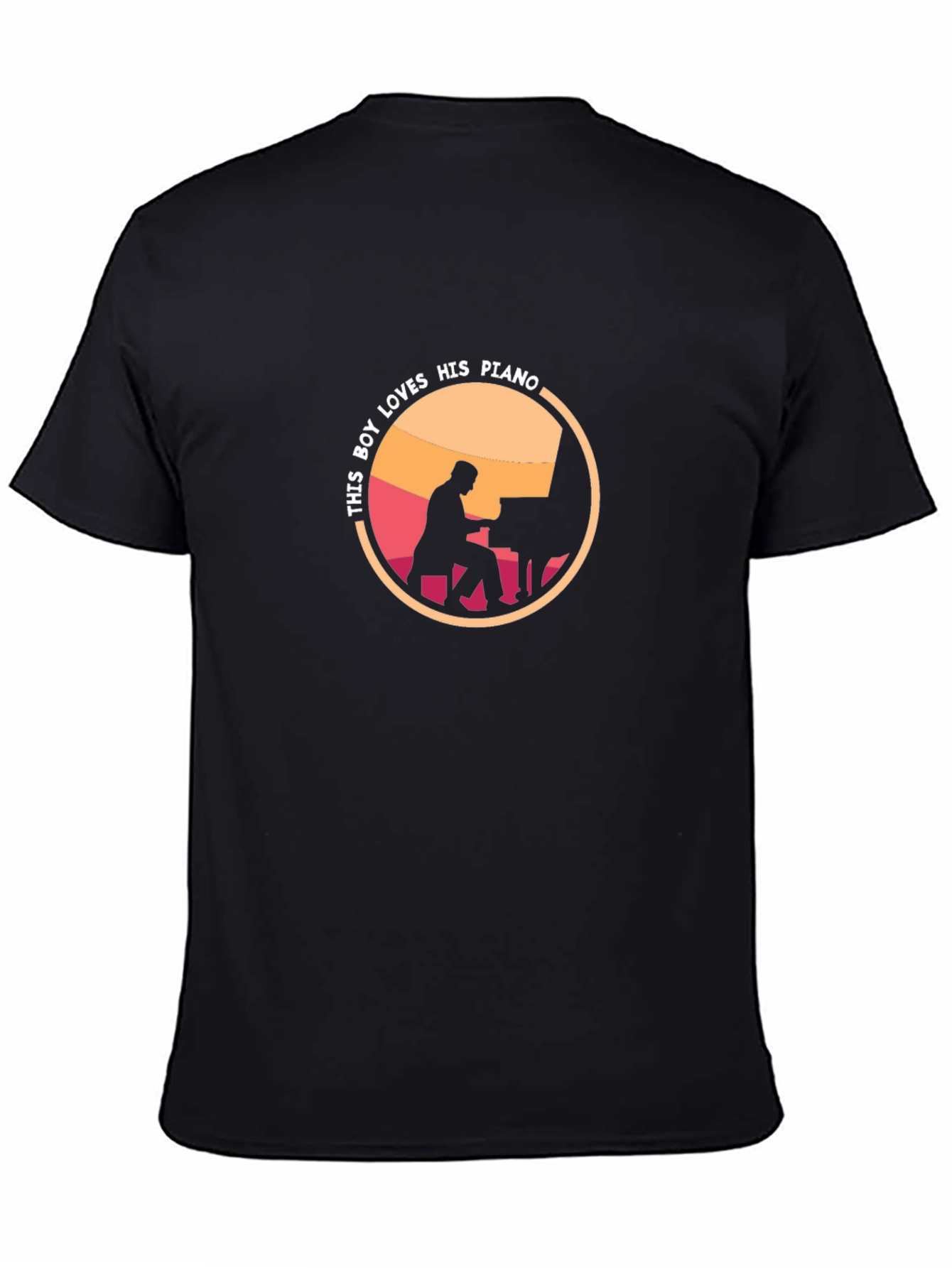 Piano Lover Tee: This Boy Loves His Piano Black T-Shirt