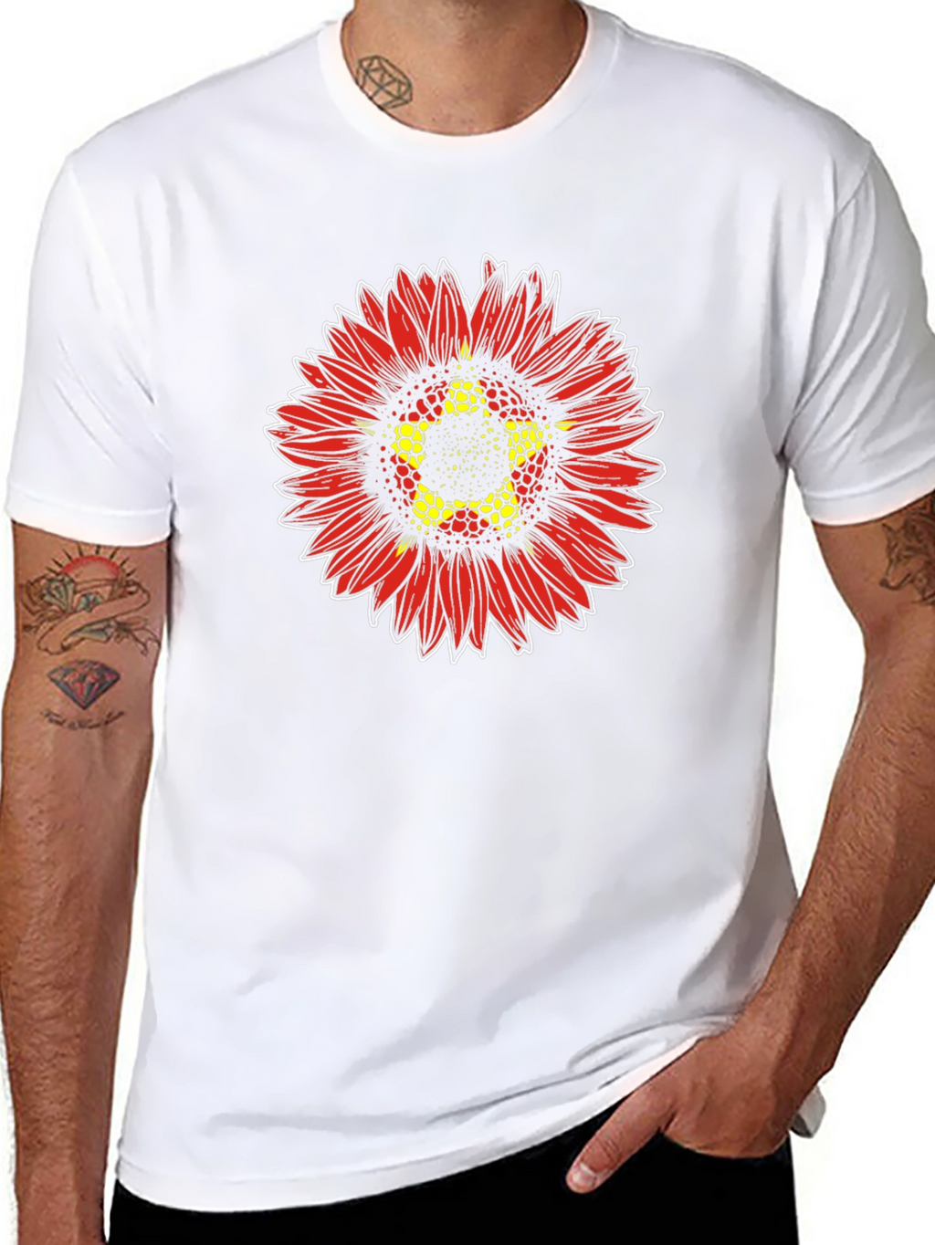 Red Sunflower Graphic Print Tee