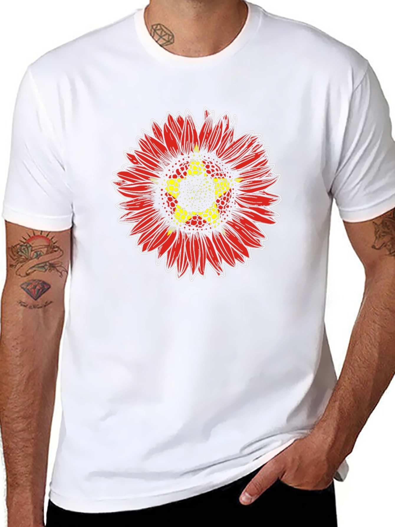 Red Sunflower Graphic Print Tee