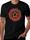 Red Sunflower Graphic Print Tee
