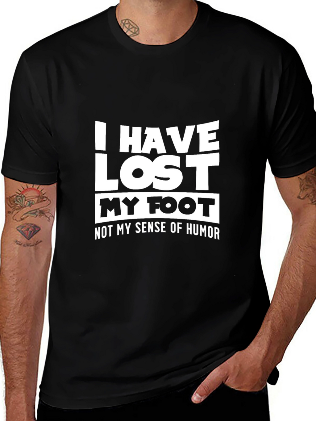 Humorous Black T-Shirt: I Have Lost My Foot