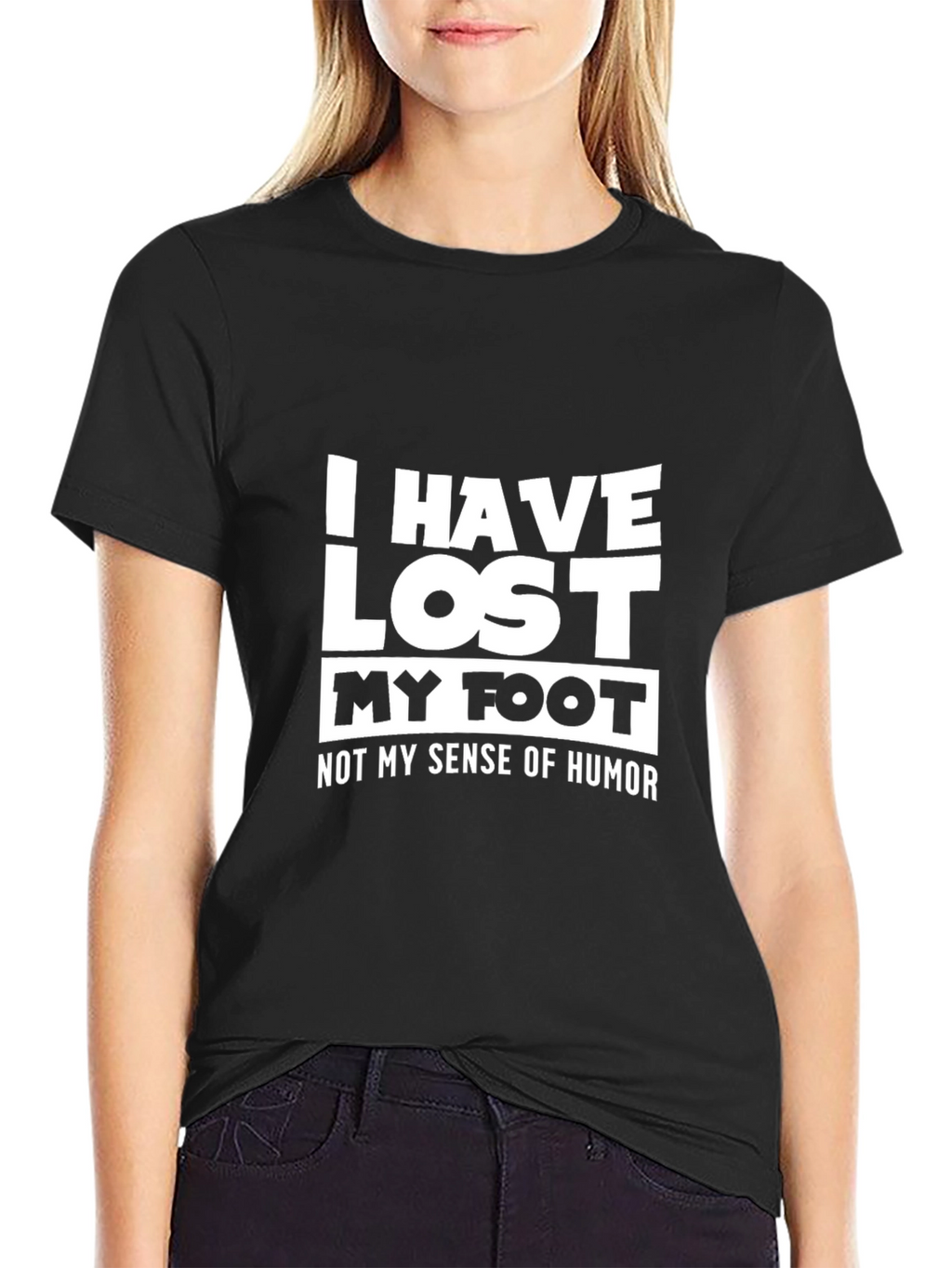 Humorous Black T-Shirt: I Have Lost My Foot