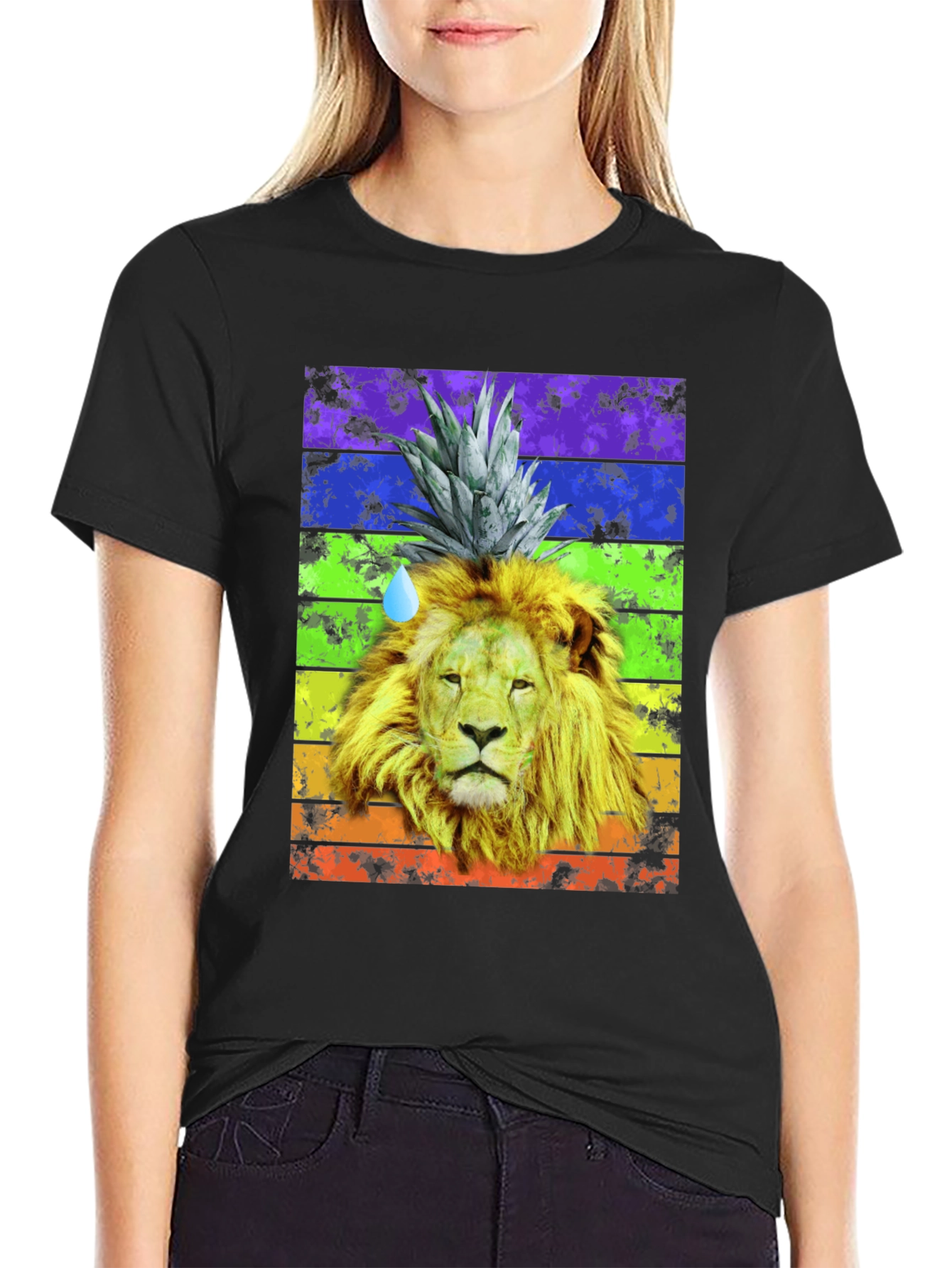 Lion Pineapple Rainbow Graphic Tee