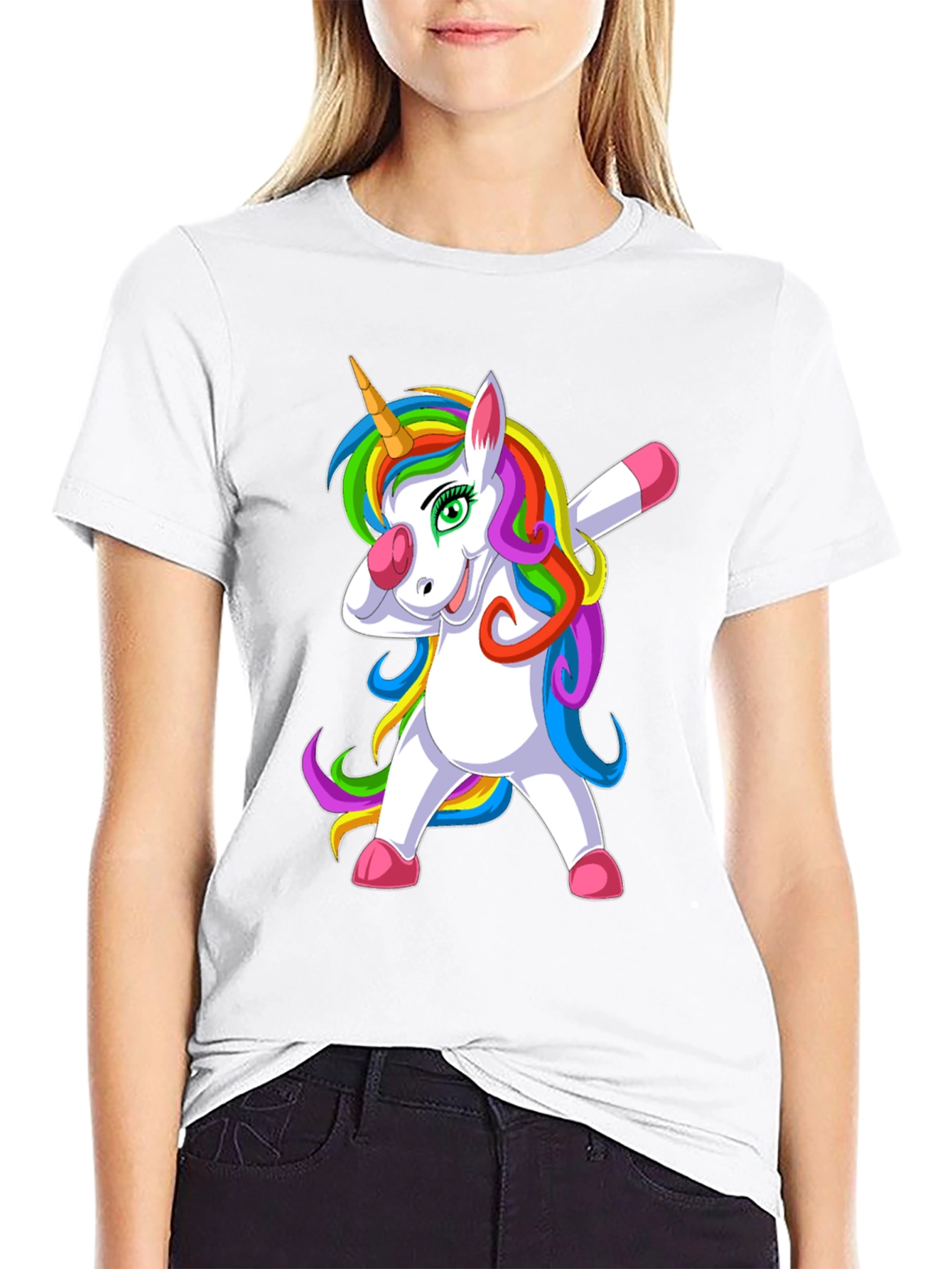 Dabbing Unicorn Graphic Tee - Black