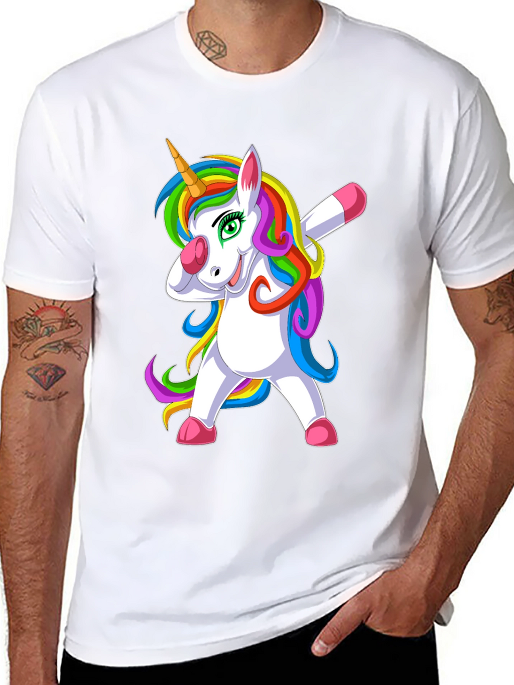 Dabbing Unicorn Graphic Tee - Black