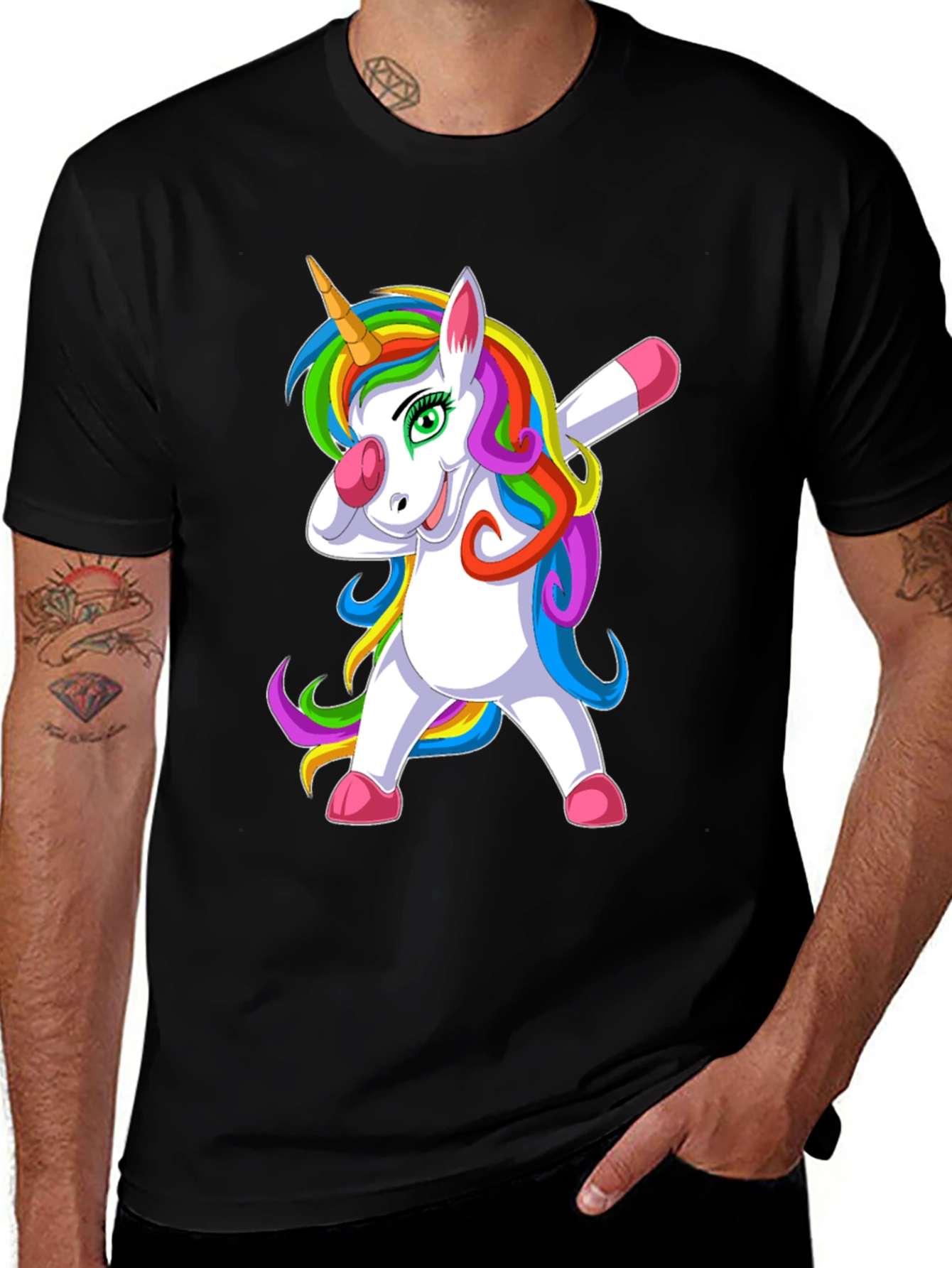 Dabbing Unicorn Graphic Tee - Black