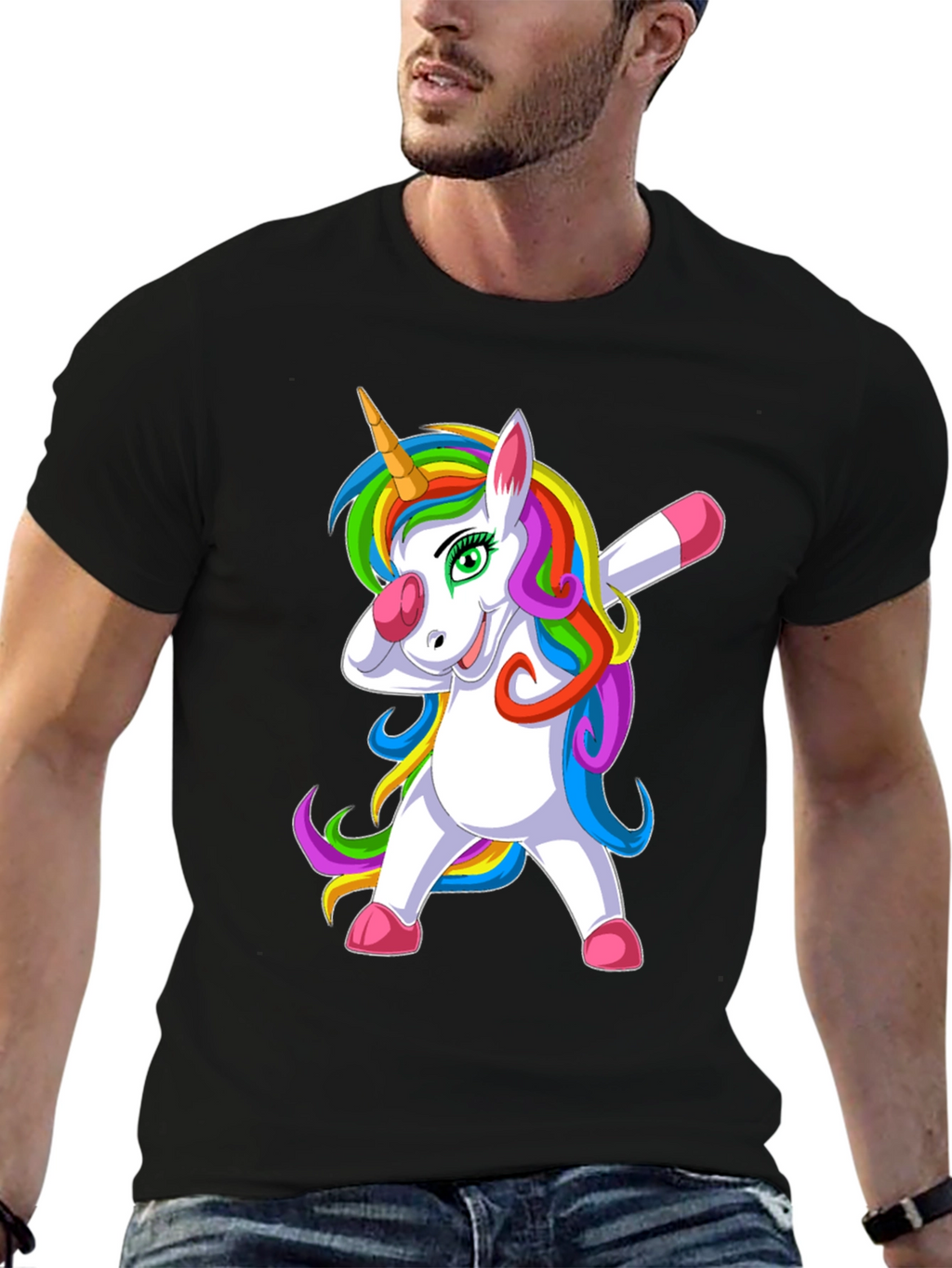 Dabbing Unicorn Graphic Tee - Black