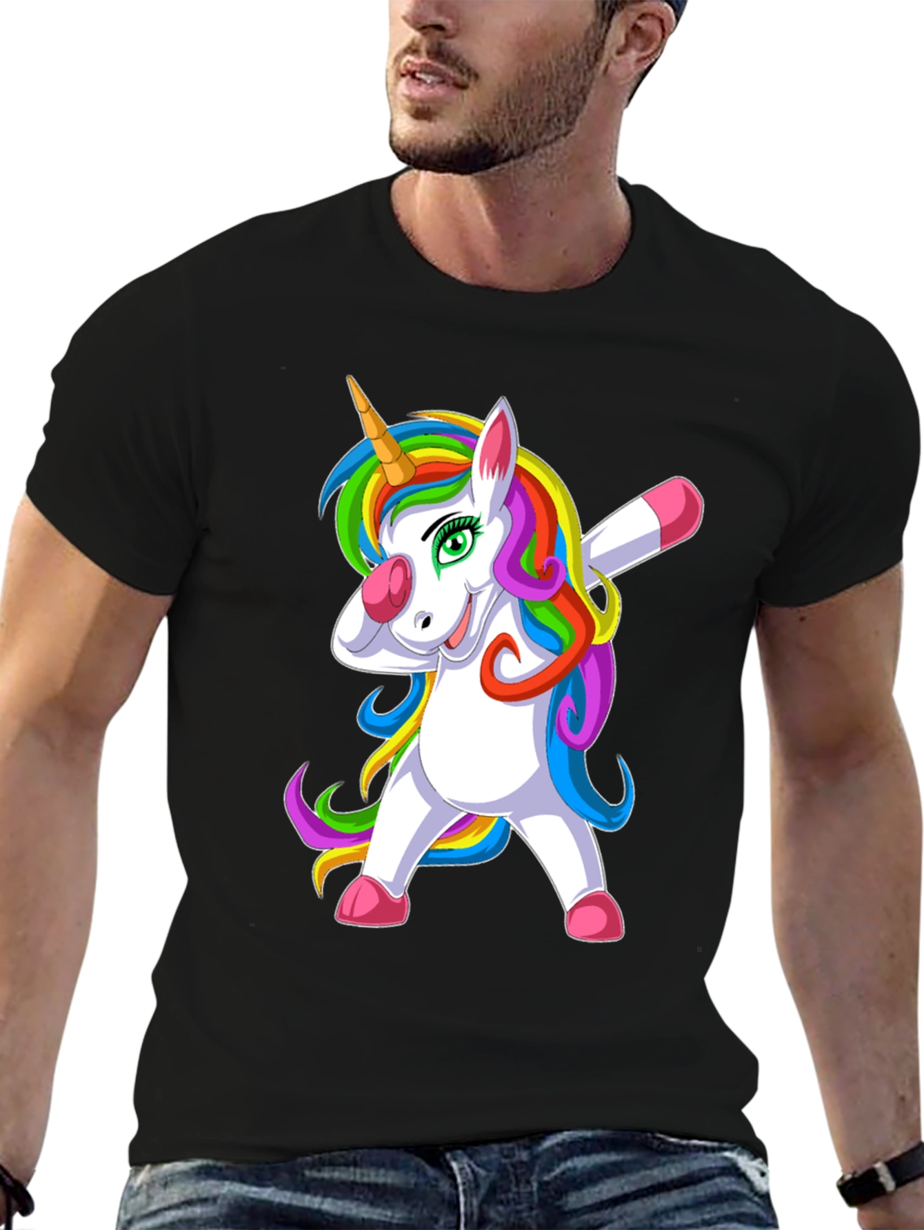 Dabbing Unicorn Graphic Tee - Black