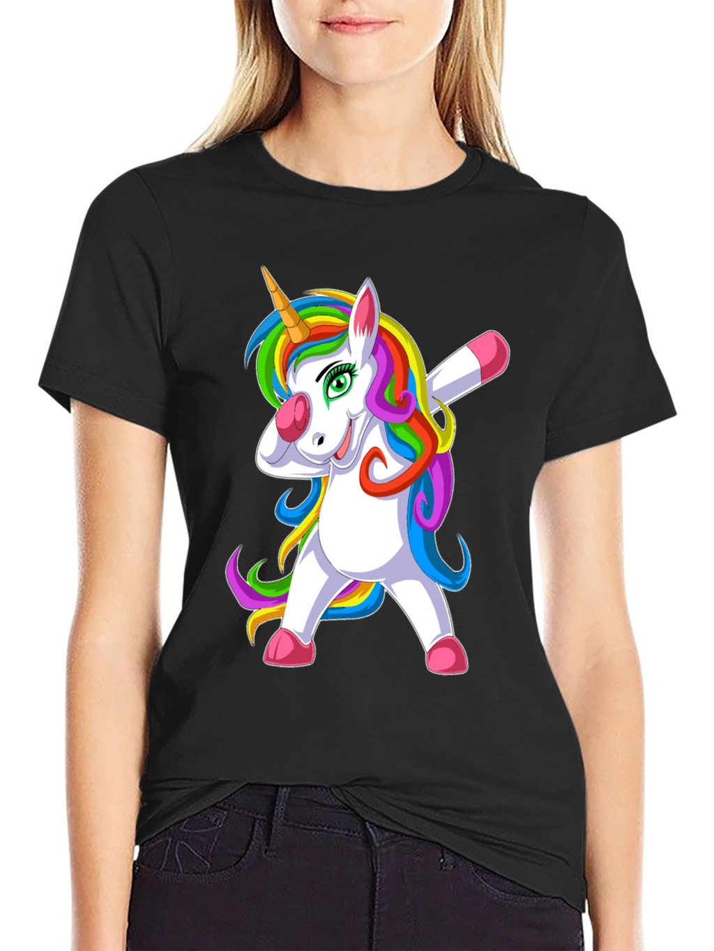 Dabbing Unicorn Graphic Tee - Black
