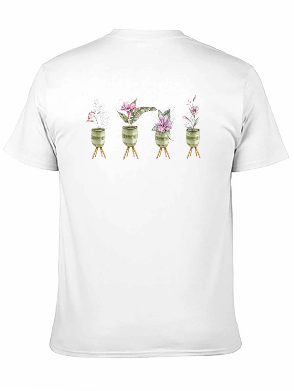 Floral Potted Plant Graphic Tee - Black