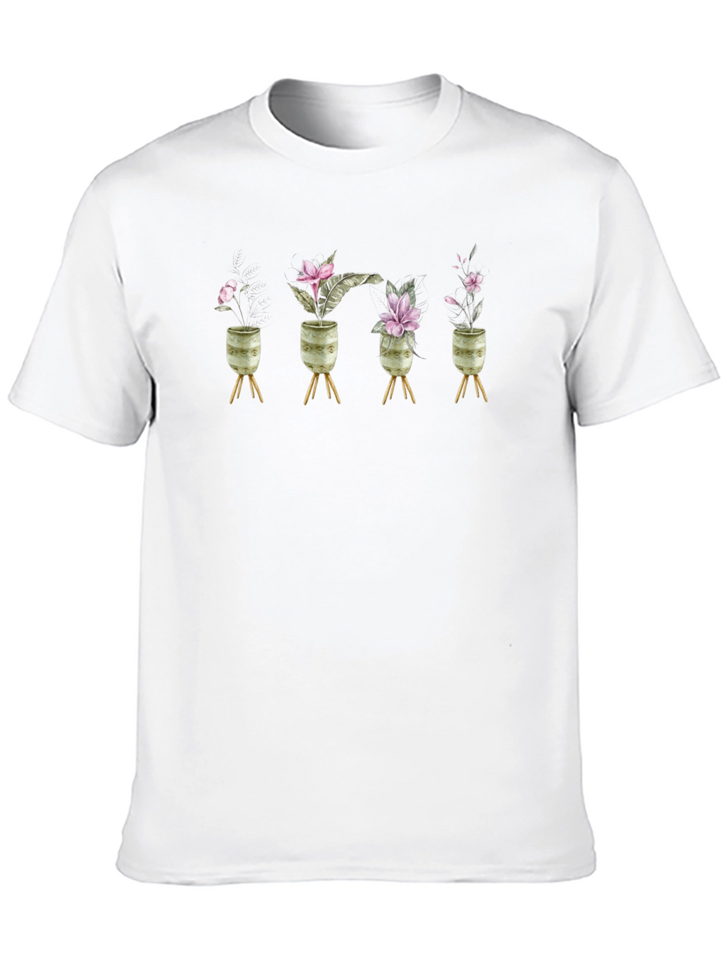 Floral Potted Plant Graphic Tee - Black