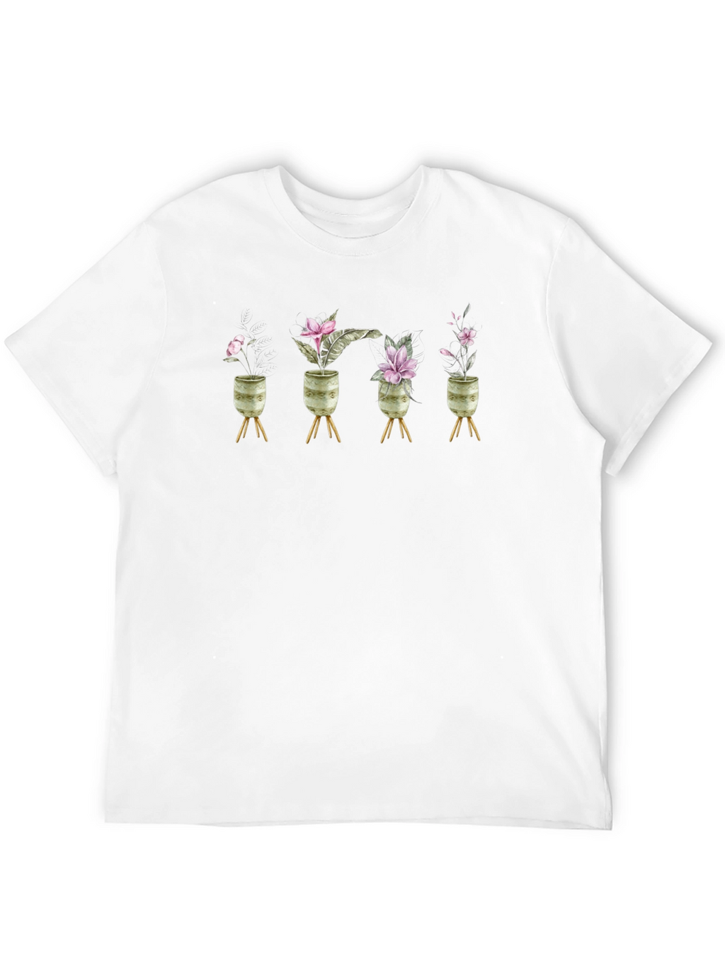 Floral Potted Plant Graphic Tee - Black