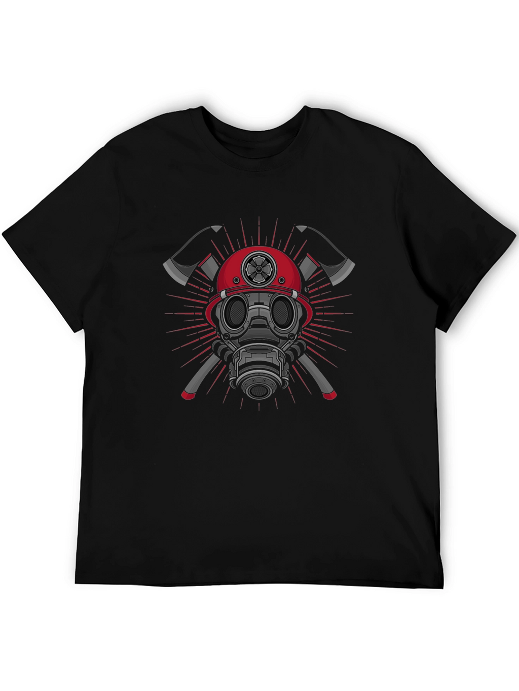 Firefighter Graphic T-Shirt - Axes & Mask Design