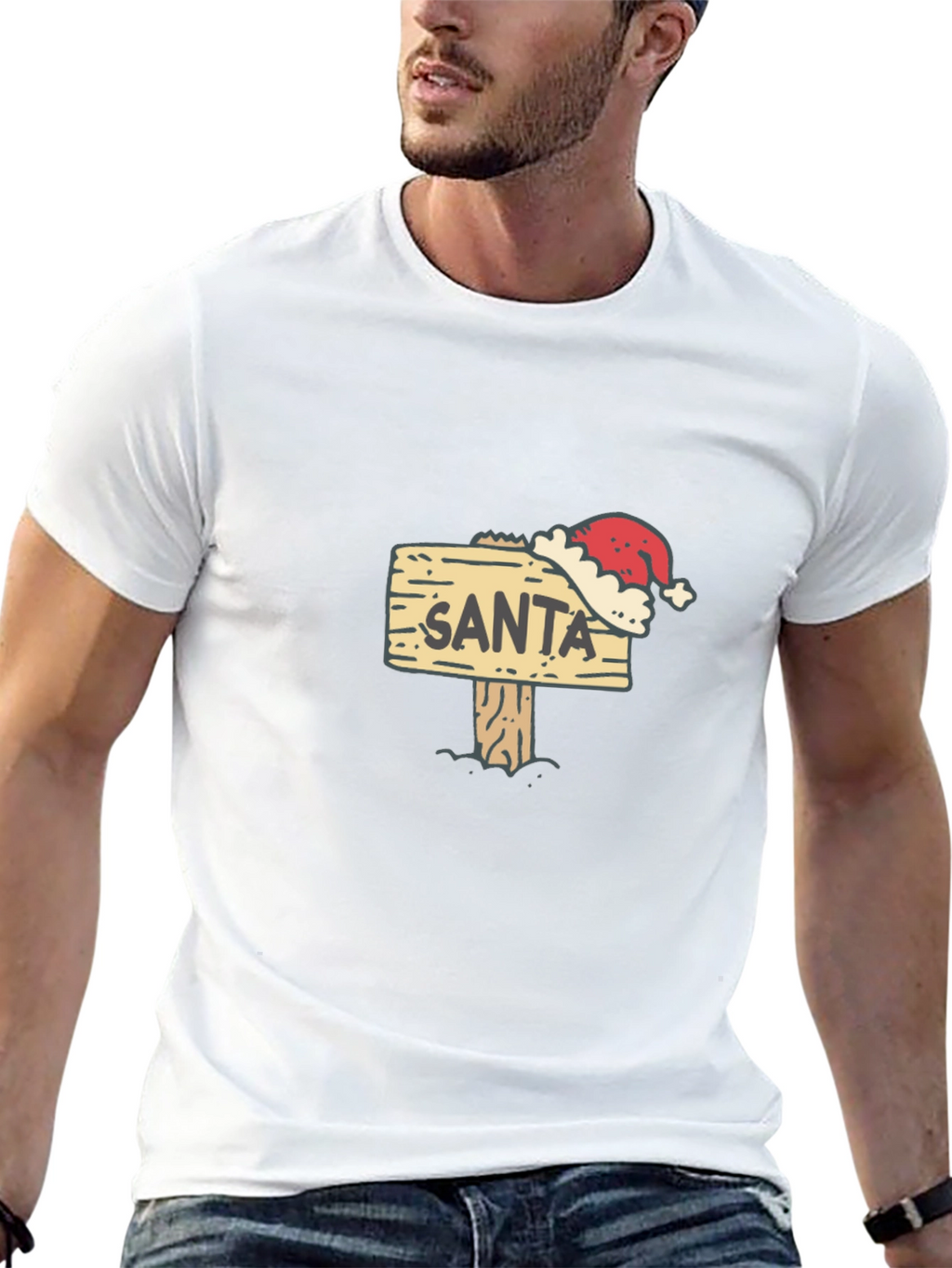 Santa Sign T-Shirt - Festive Holiday Apparel