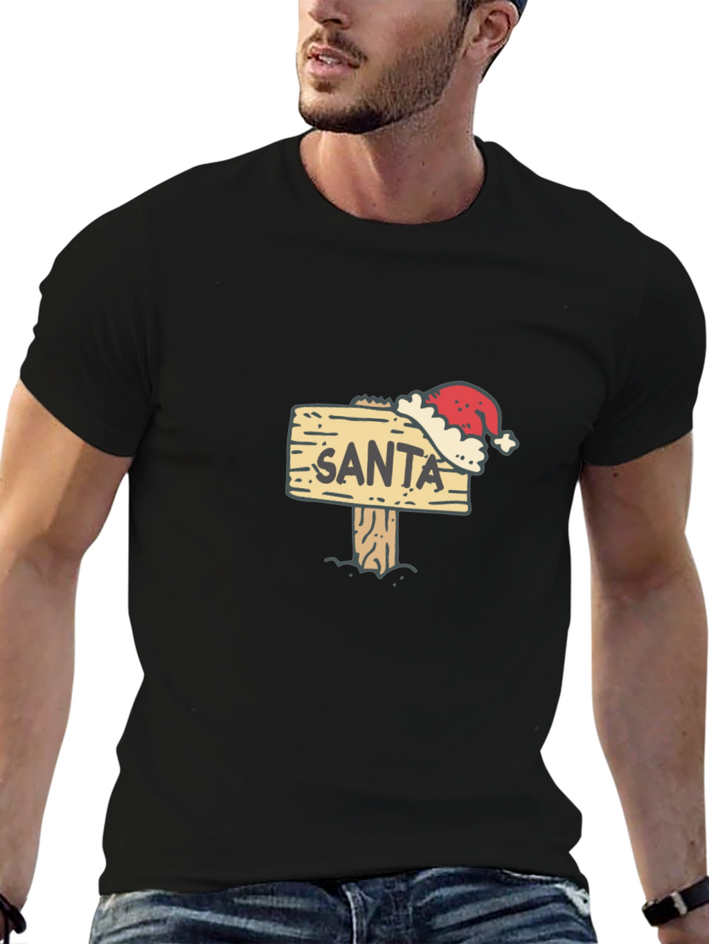 Santa Sign T-Shirt - Festive Holiday Apparel