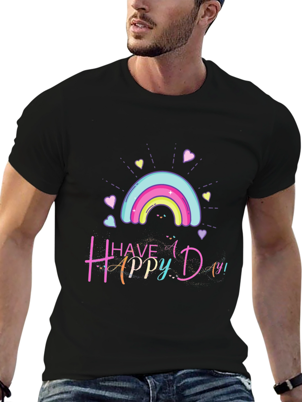 Happy Day Rainbow Graphic T-Shirt