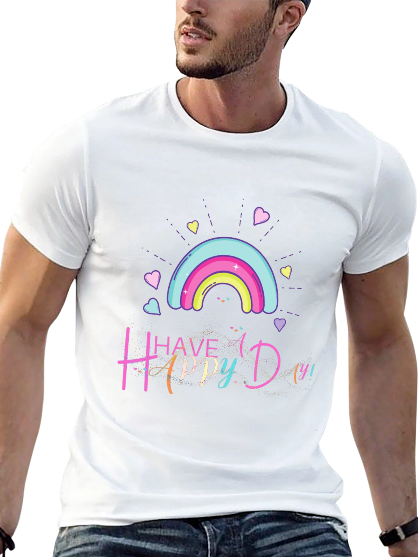 Happy Day Rainbow Graphic T-Shirt