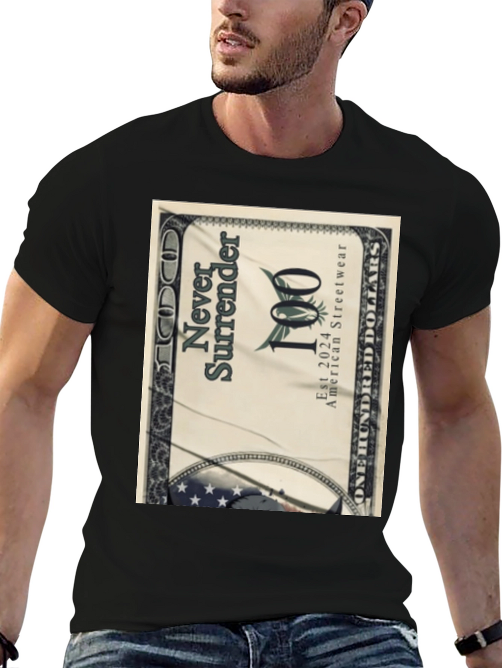 Never Surrender Black Graphic Tee