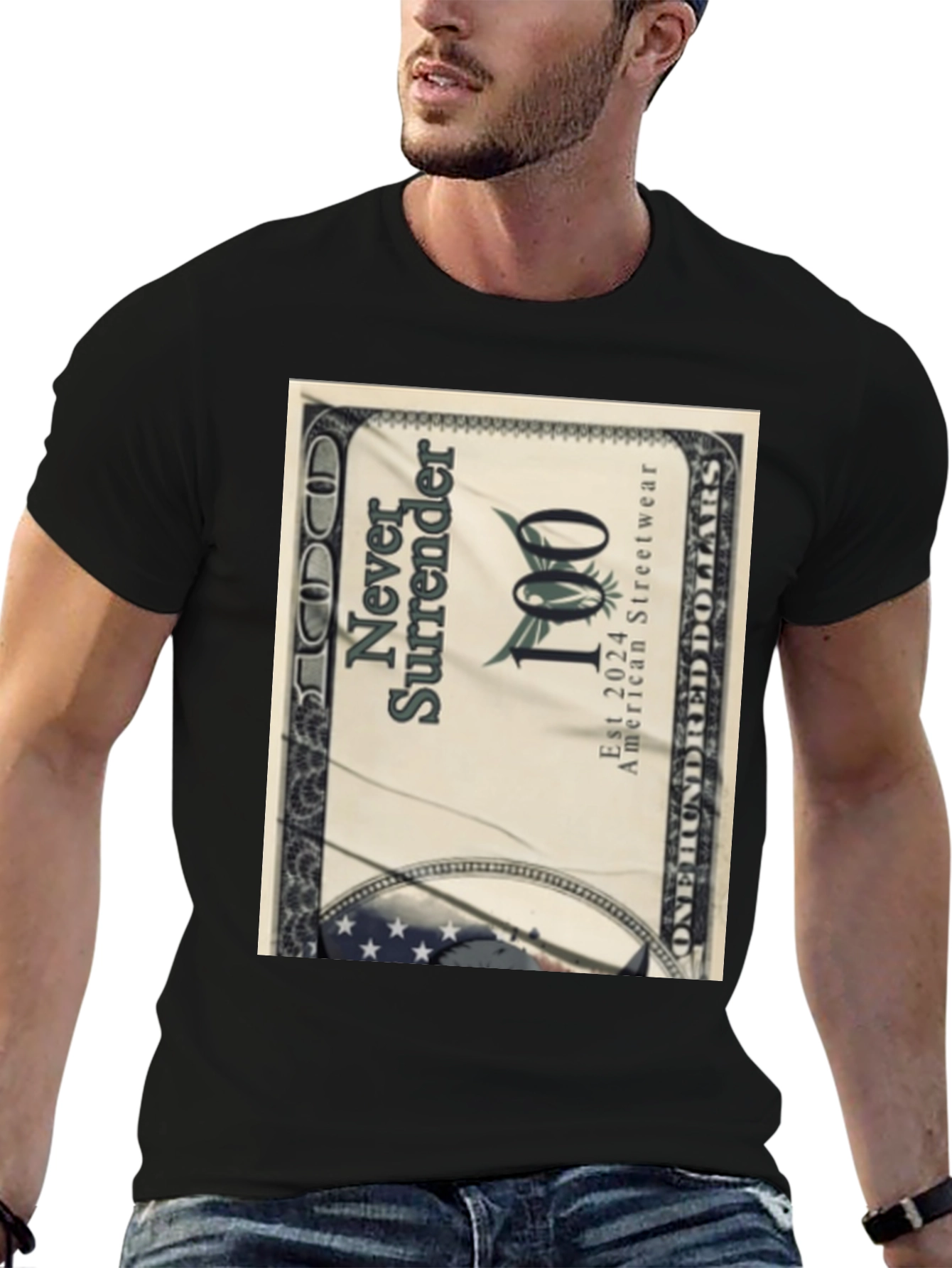 Never Surrender Black Graphic Tee