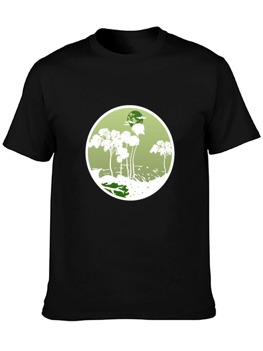 Nature Scene Tee - Black Cotton Blend