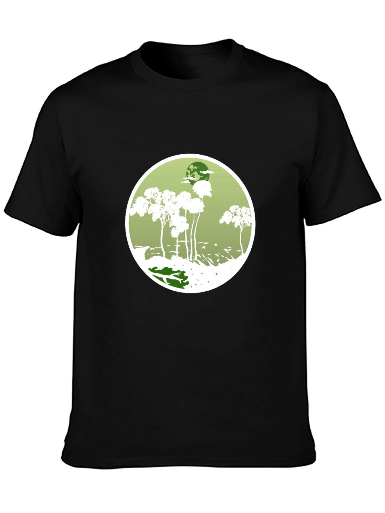 Nature Scene Tee - Black Cotton Blend