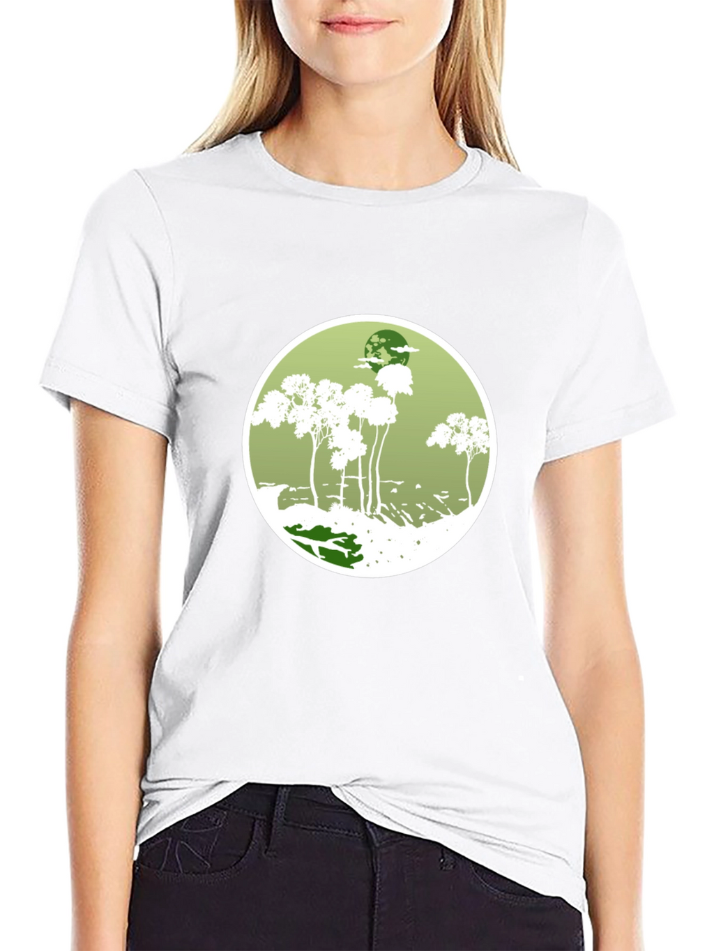 Nature Scene Tee - Black Cotton Blend