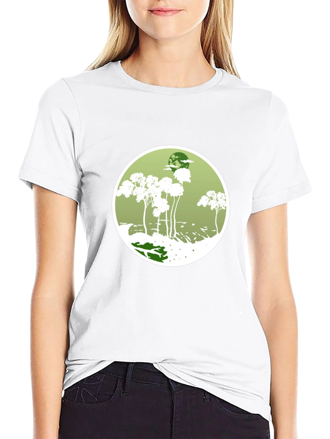 Nature Scene Tee - Black Cotton Blend