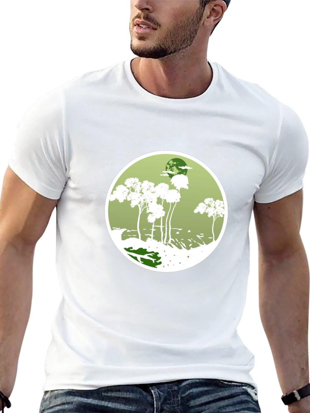 Nature Scene Tee - Black Cotton Blend