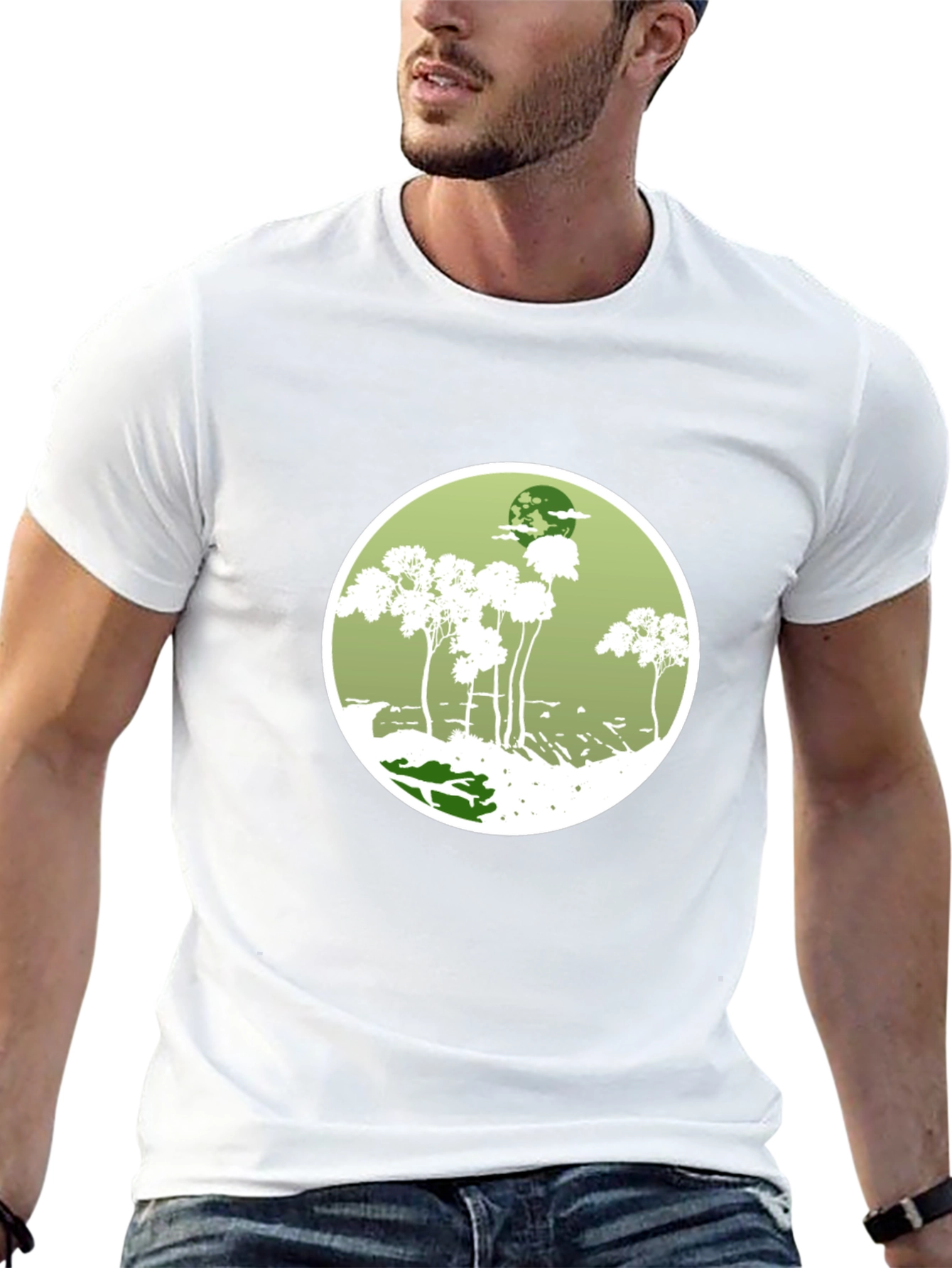 Nature Scene Tee - Black Cotton Blend