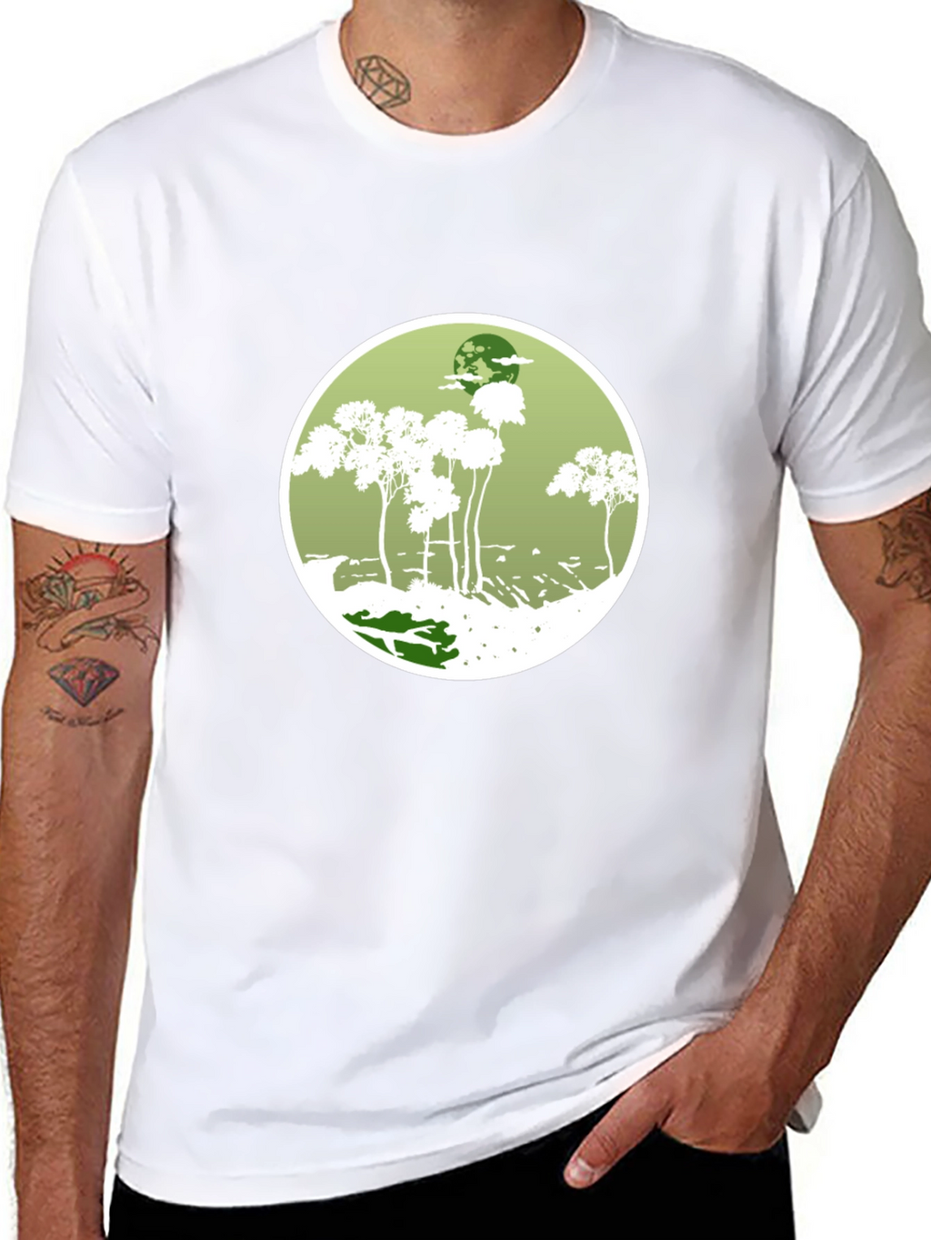Nature Scene Tee - Black Cotton Blend