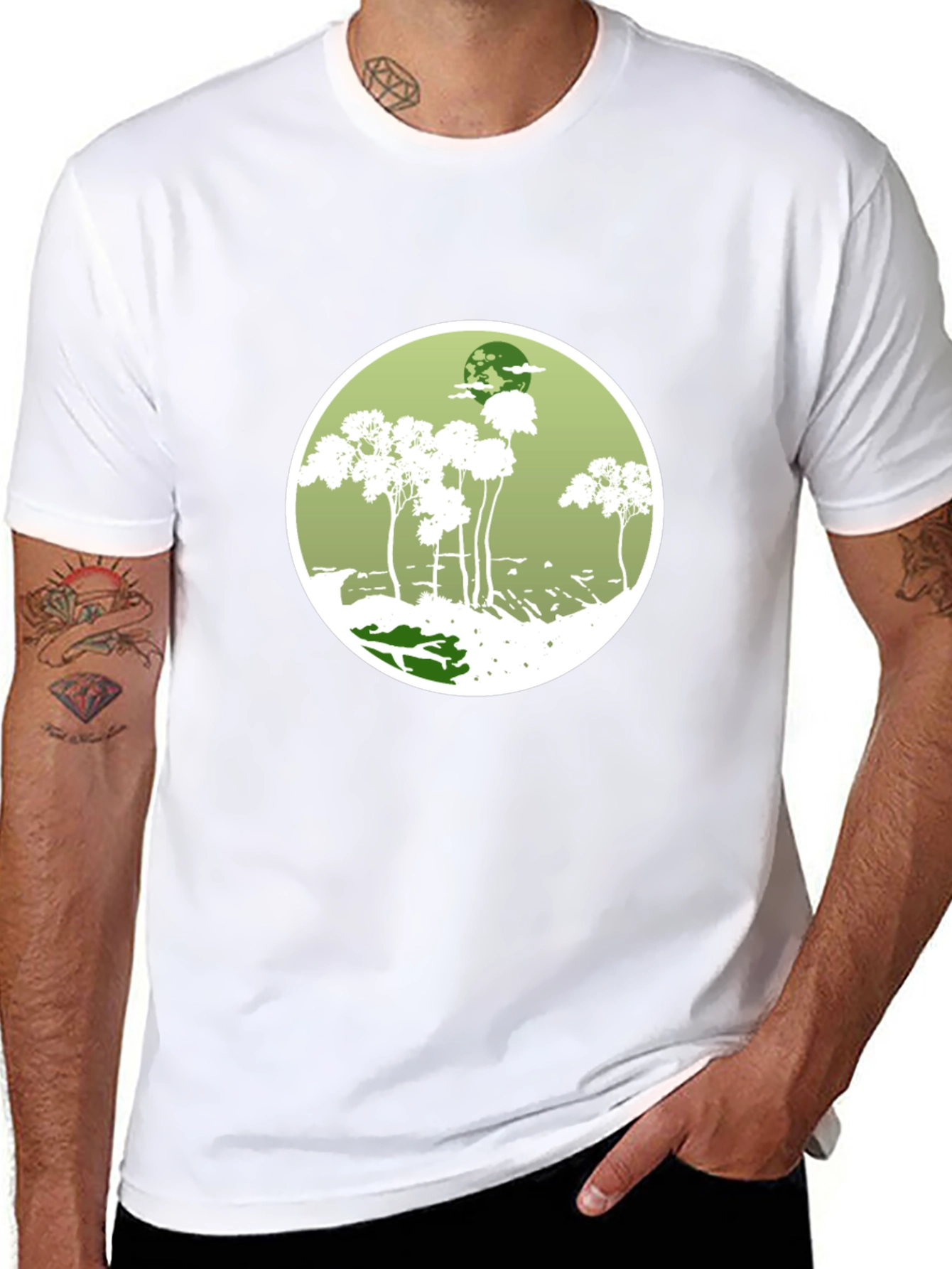 Nature Scene Tee - Black Cotton Blend