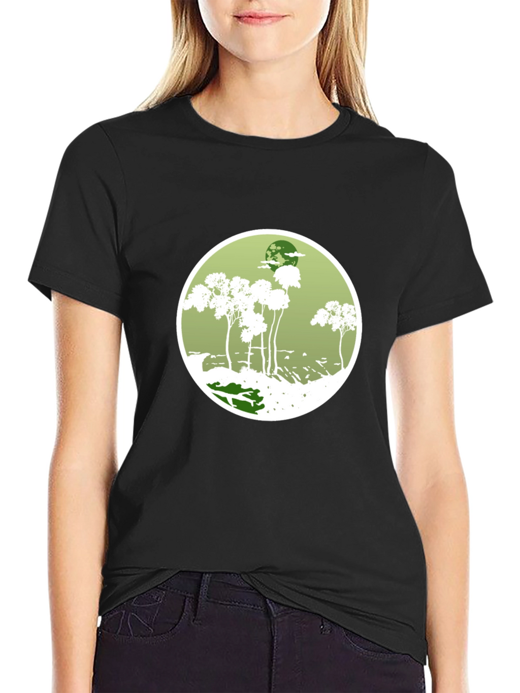 Nature Scene Tee - Black Cotton Blend
