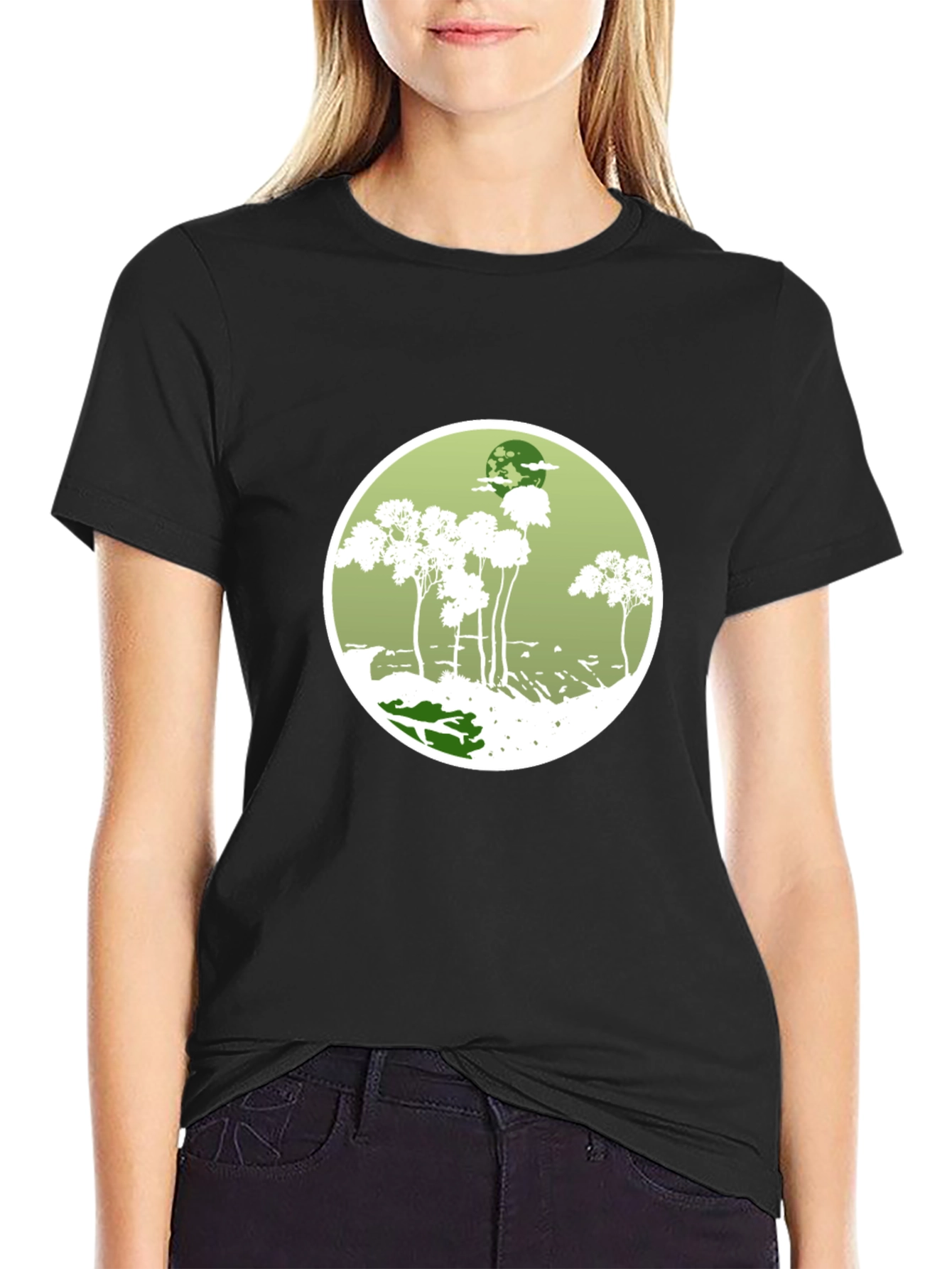 Nature Scene Tee - Black Cotton Blend