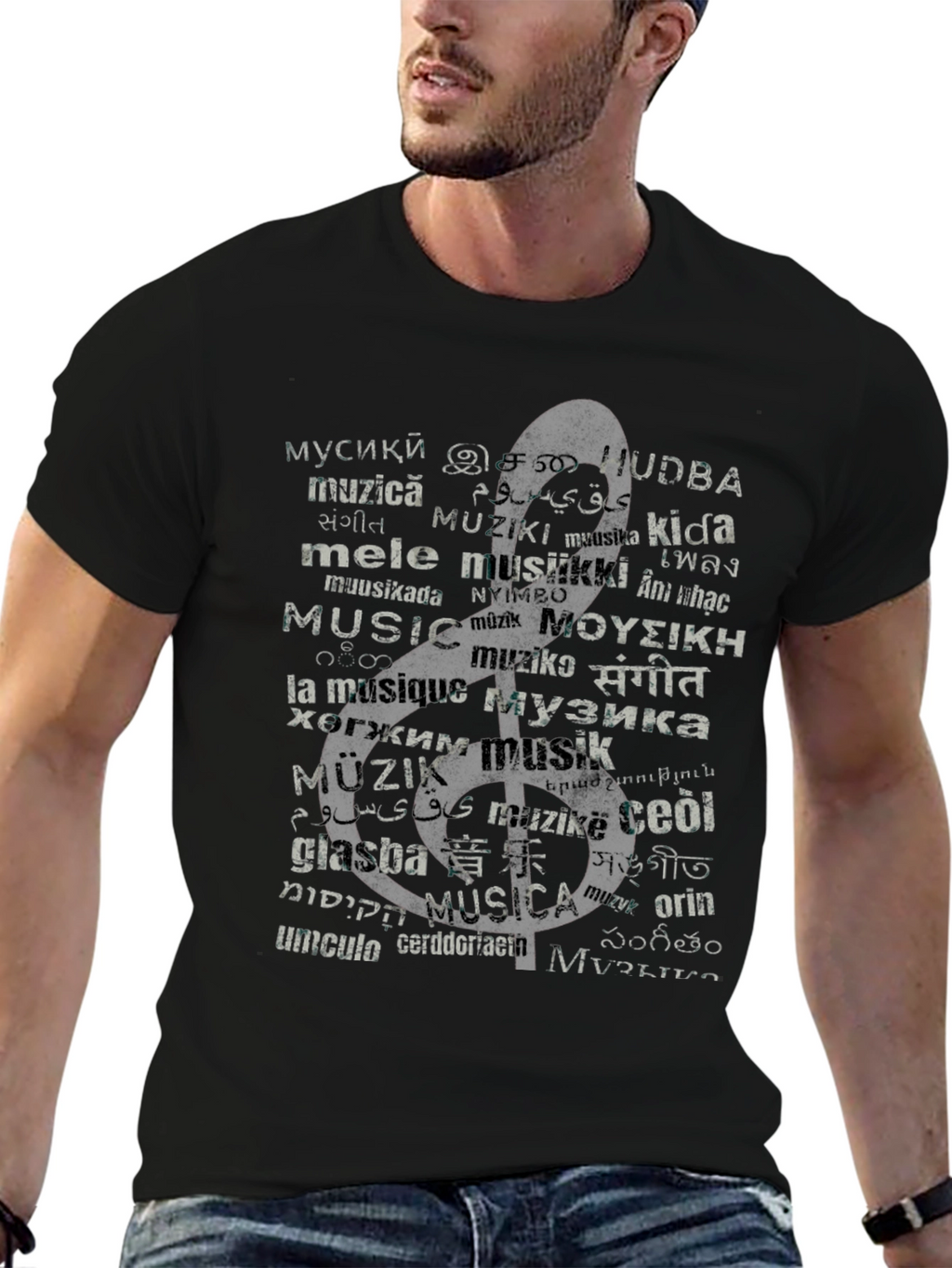 Multilingual Music Graphic T-Shirt