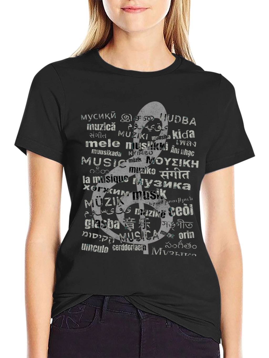 Multilingual Music Graphic T-Shirt
